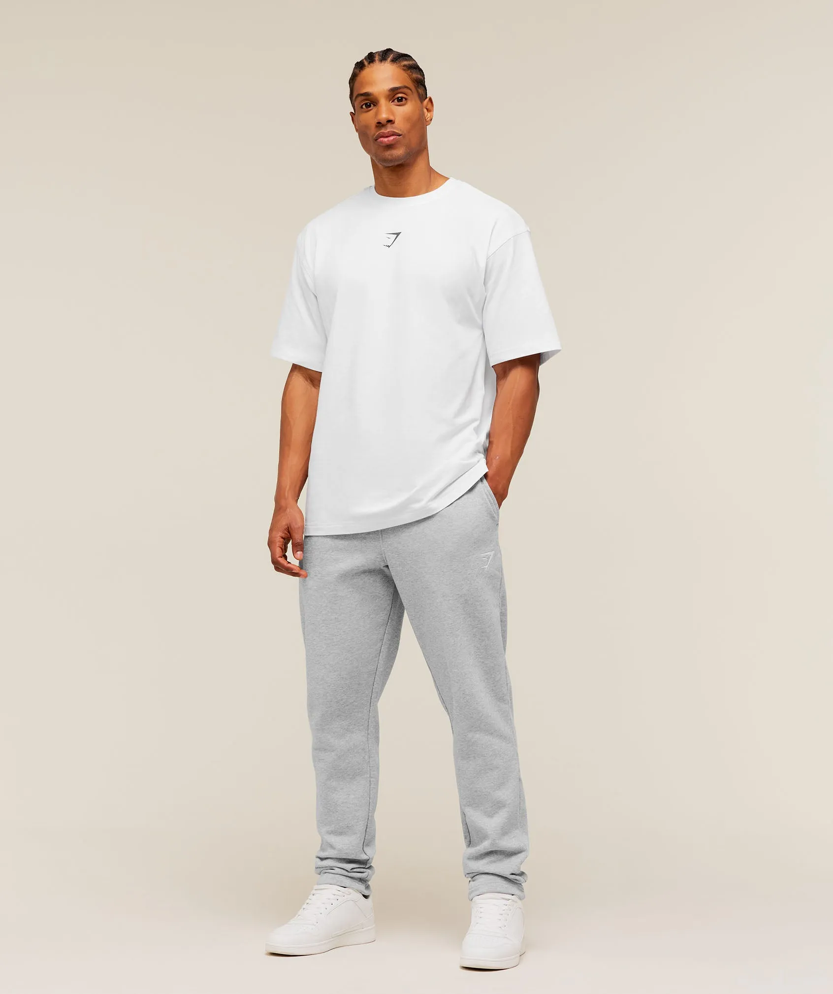 Gymshark Crest Tapered Joggers - Light Grey Core Marl sold by Gymshark product image thumbnail 4
