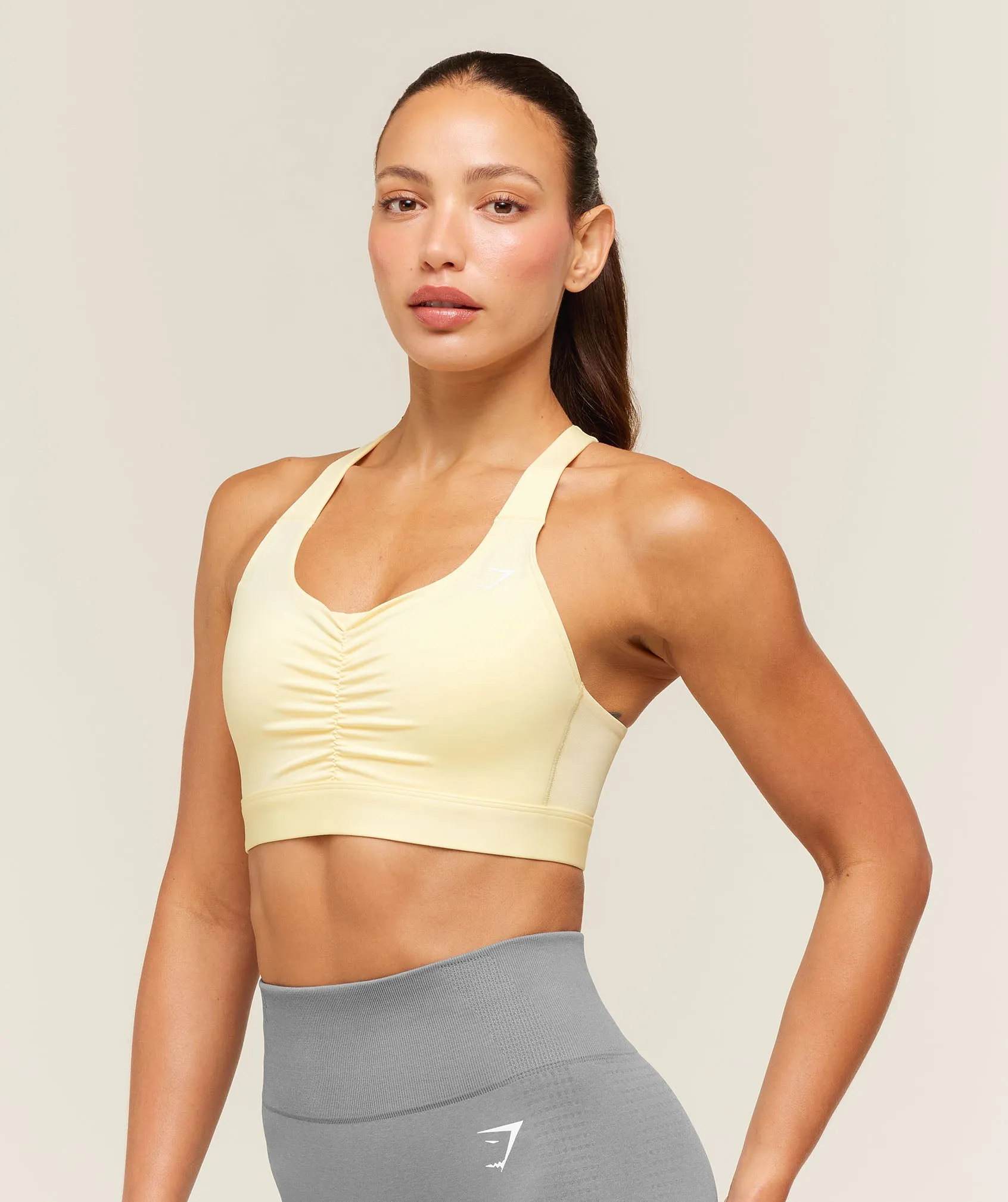 Gymshark High Support Ruched Sports Bra - Butter Yellow sold by Gymshark product image thumbnail 4