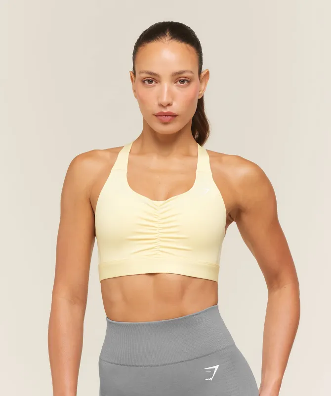 Gymshark High Support Ruched Sports Bra - Butter Yellow made by Gymshark
