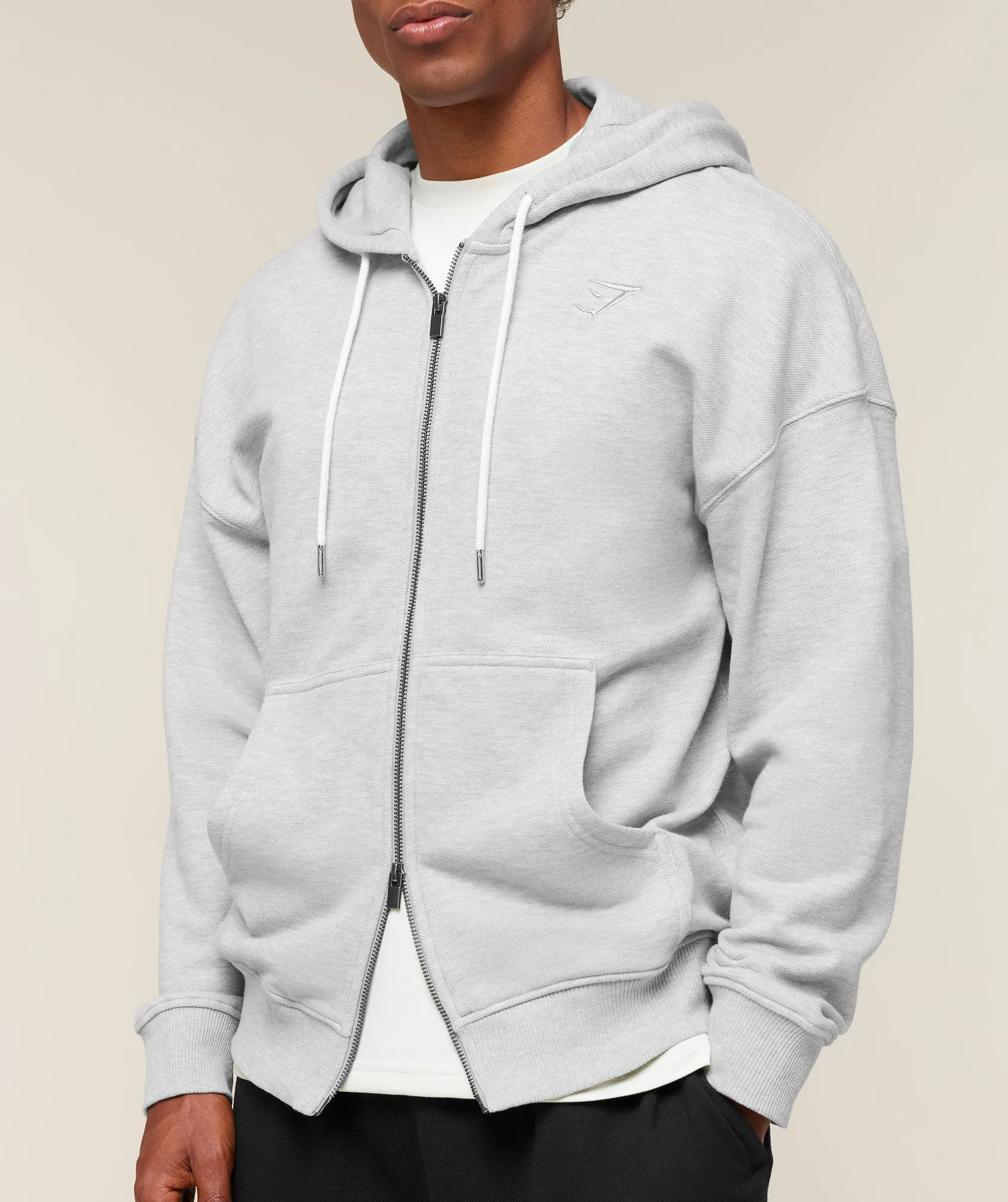Gymshark Campus Crest Zip Through Hoodie - Bros Soft Grey Marl sold by Gymshark product image thumbnail 3