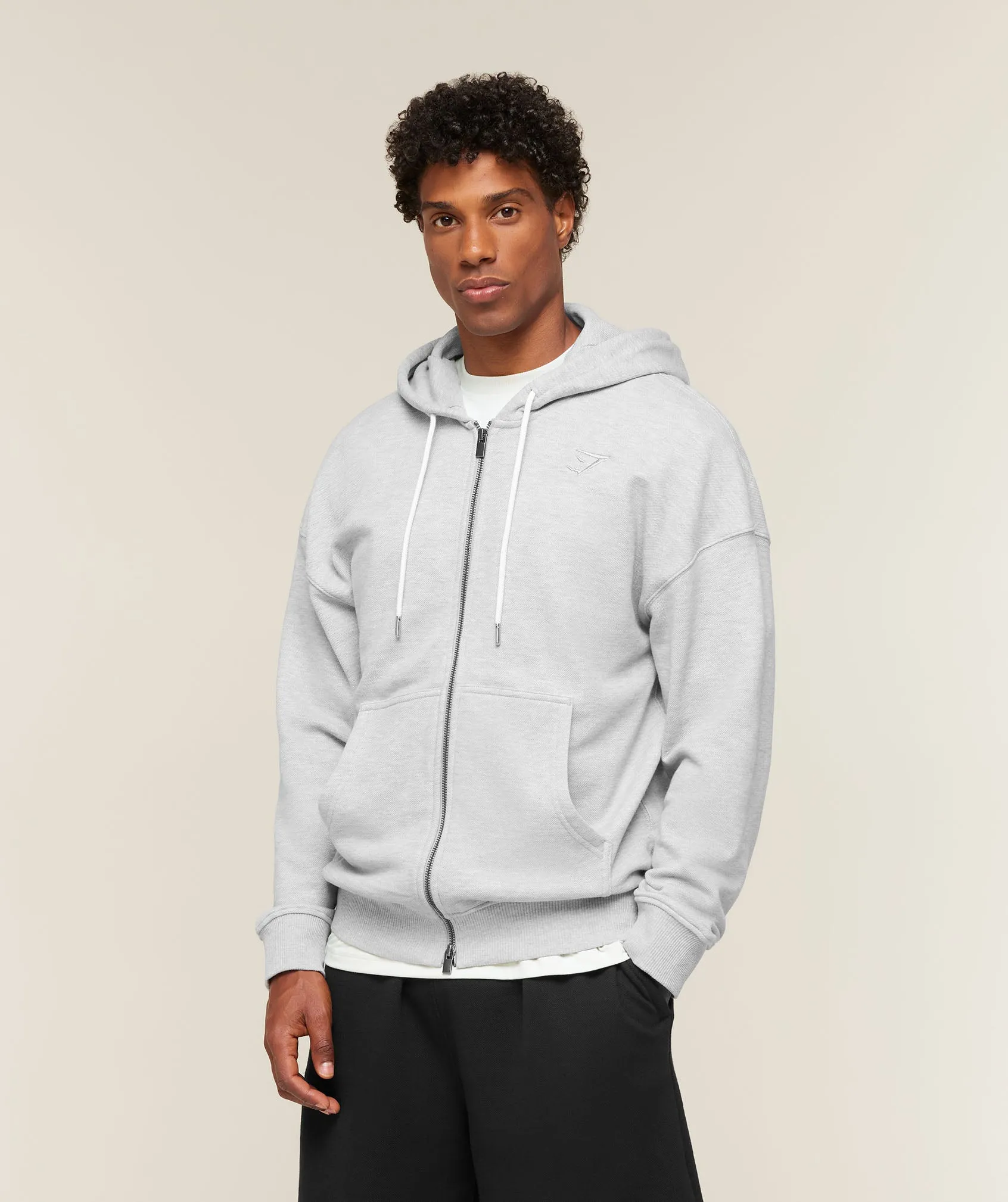 Gymshark Campus Crest Zip Through Hoodie - Bros Soft Grey Marl sold by Gymshark product image thumbnail 4