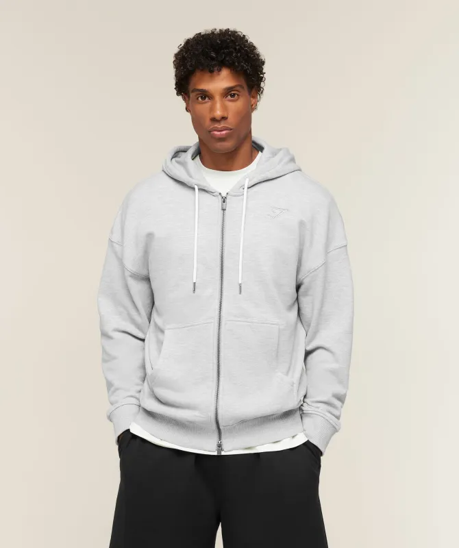 Gymshark Campus Crest Zip Through Hoodie - Bros Soft Grey Marl made by Gymshark