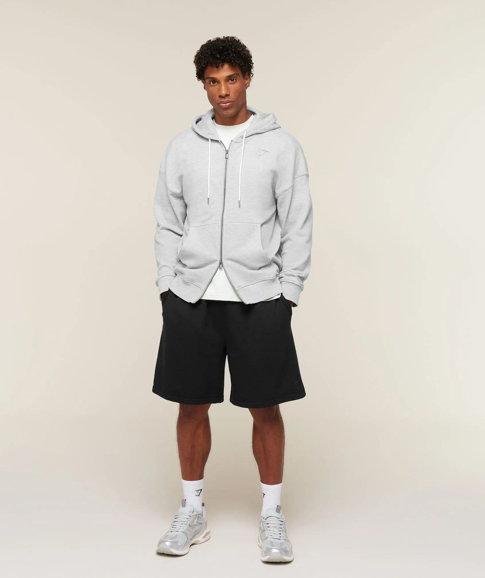 Gymshark Campus Crest Zip Through Hoodie - Bros Soft Grey Marl sold by Gymshark product image thumbnail 5