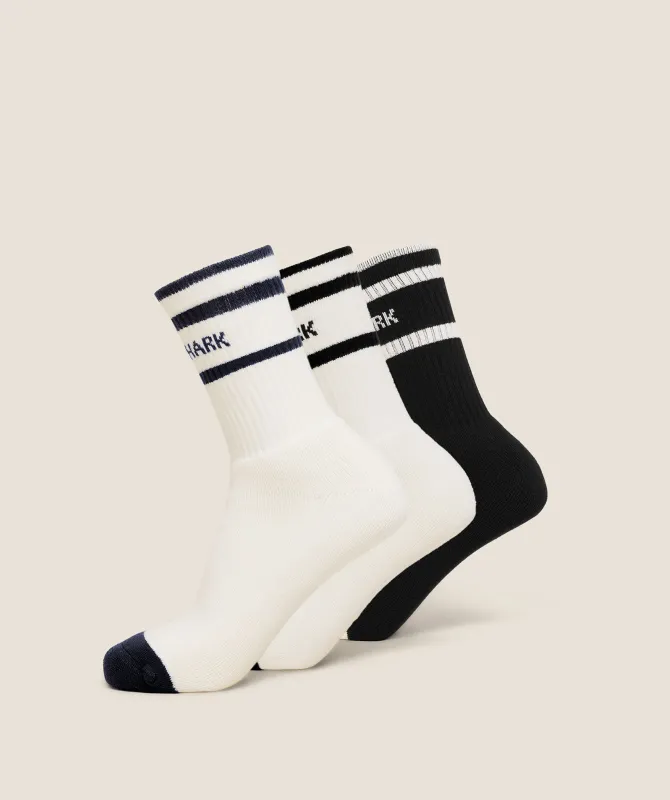 Gymshark Essentials Crew Sock 3pk - Soft White/Black/Heavy Blue made by Gymshark
