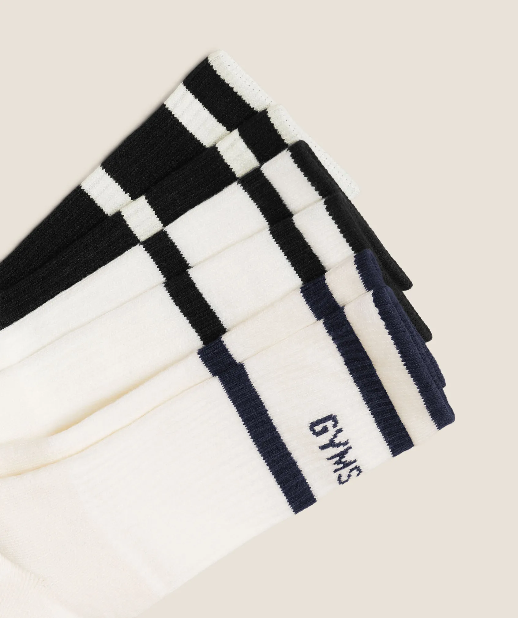 Gymshark Essentials Crew Sock 3pk - Soft White/Black/Heavy Blue sold by Gymshark product image thumbnail 2