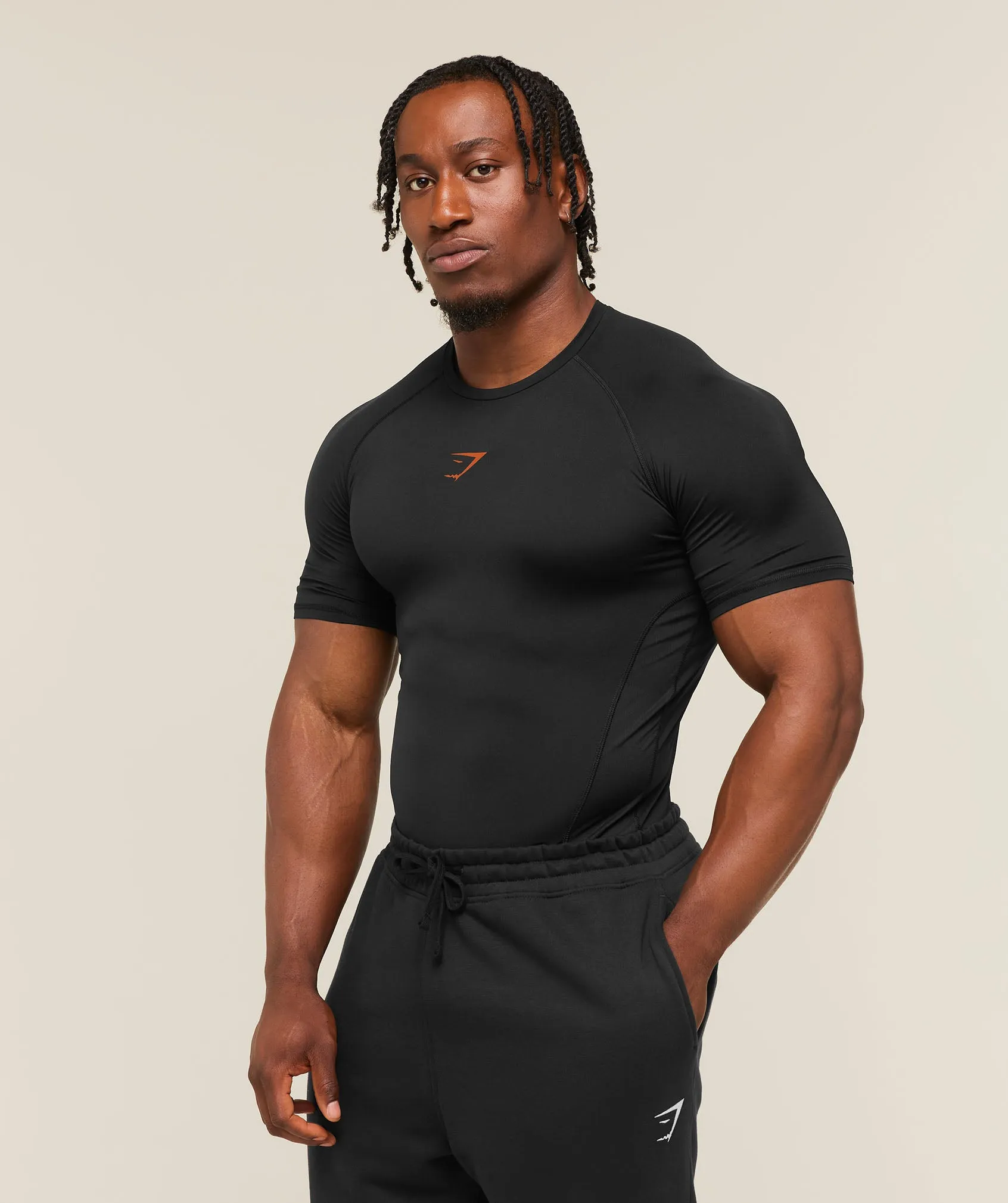 Gymshark Element Baselayer T-Shirt - Black/Nutmeg Orange sold by Gymshark product image thumbnail 3