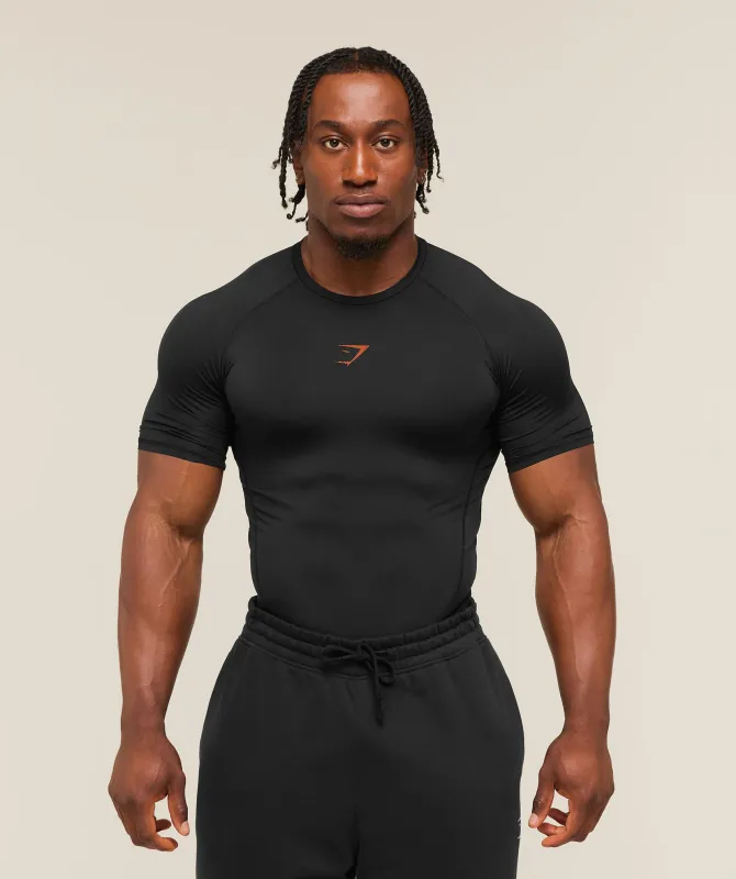 Gymshark Element Baselayer T-Shirt - Black/Nutmeg Orange made by Gymshark