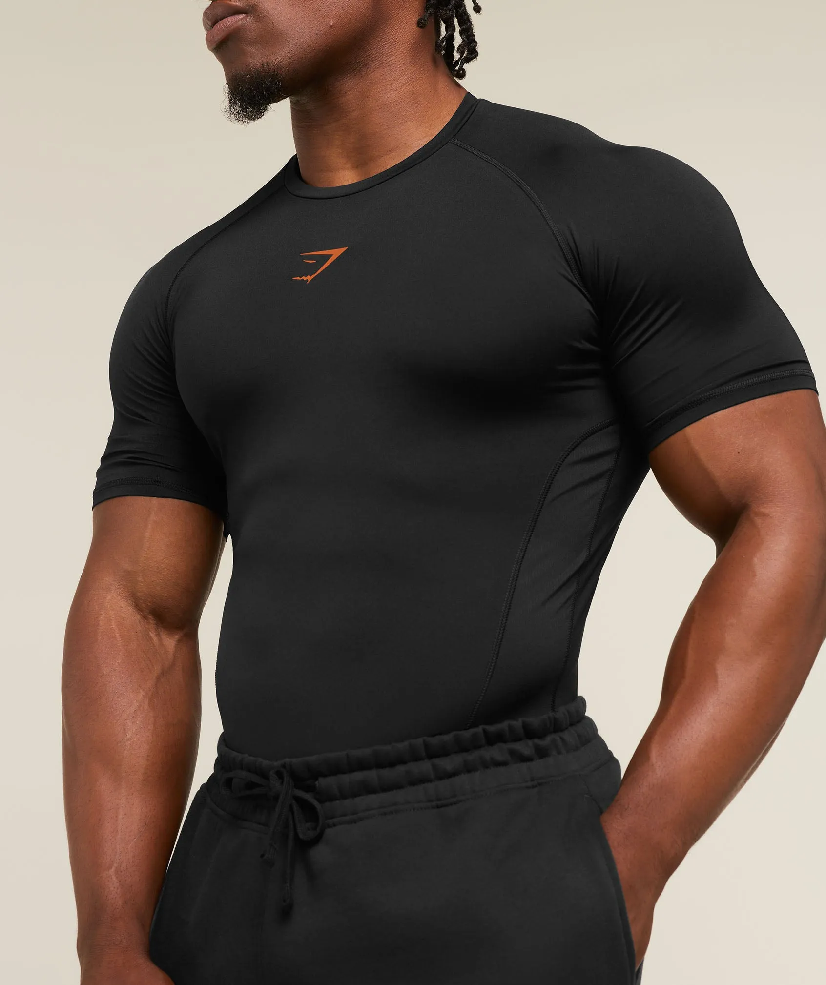 Gymshark Element Baselayer T-Shirt - Black/Nutmeg Orange sold by Gymshark product image thumbnail 5