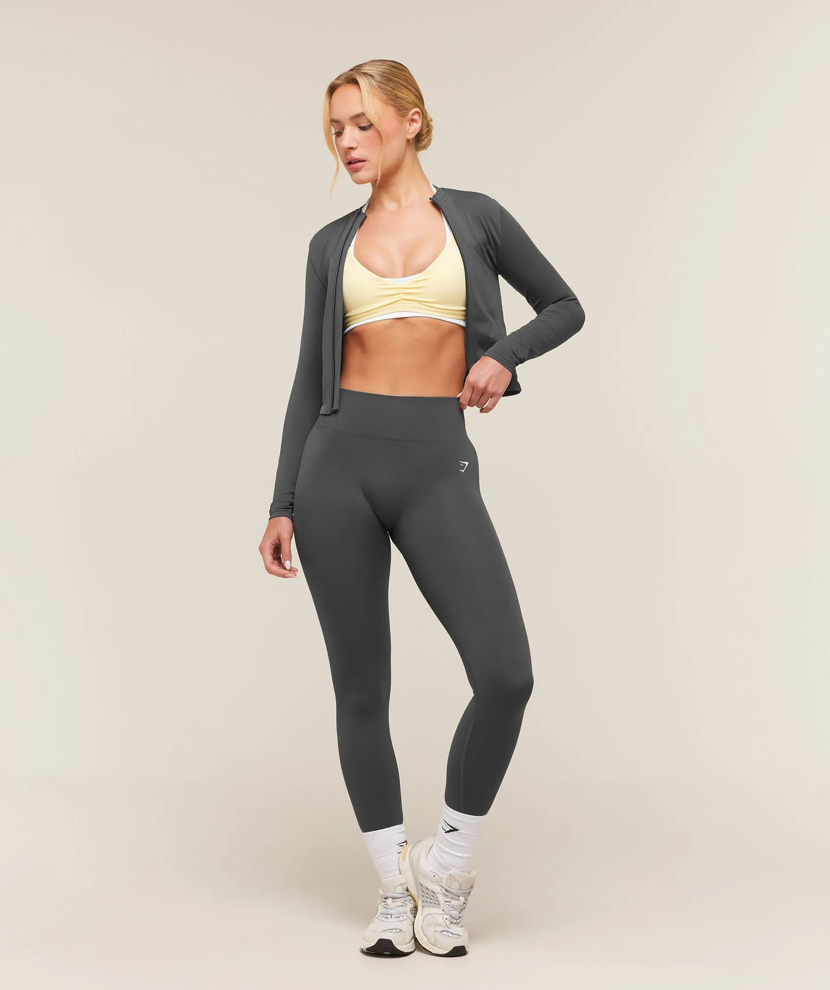 Gymshark Everyday Seamless Zip Tracktop - Grey sold by Gymshark product image thumbnail 4