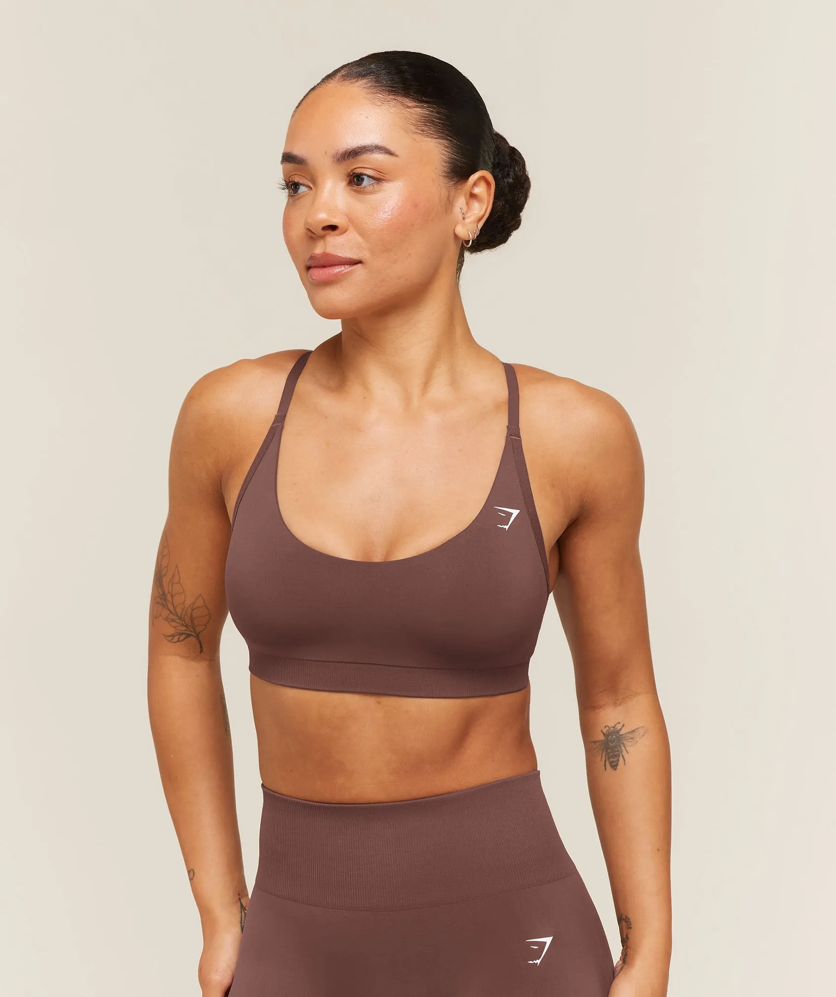 Gymshark Everyday Seamless Racerback Sports Bra - Espresso Brown sold by Gymshark