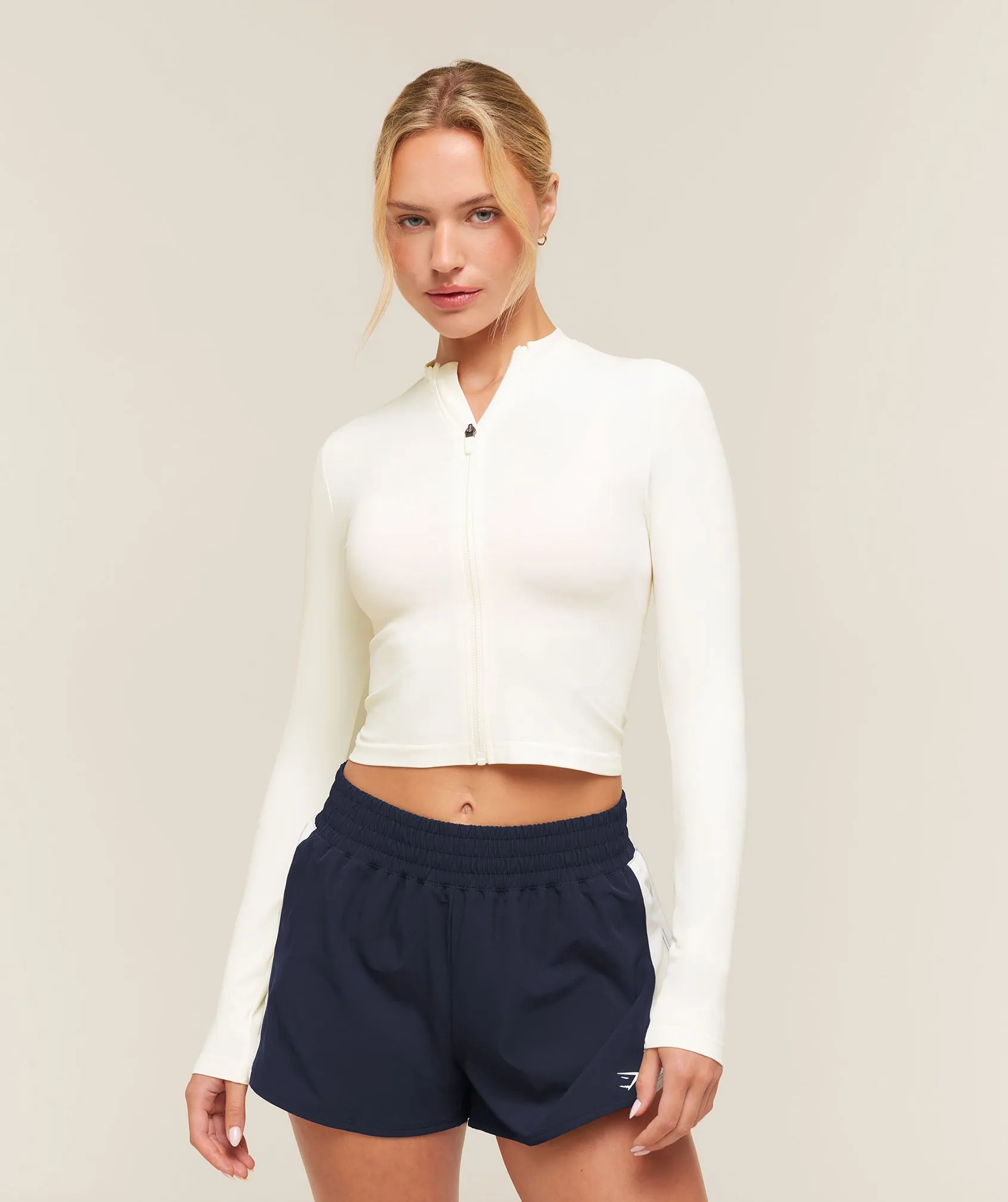 Gymshark Everyday Seamless Zip Tracktop - Soft White sold by Gymshark product image thumbnail 2