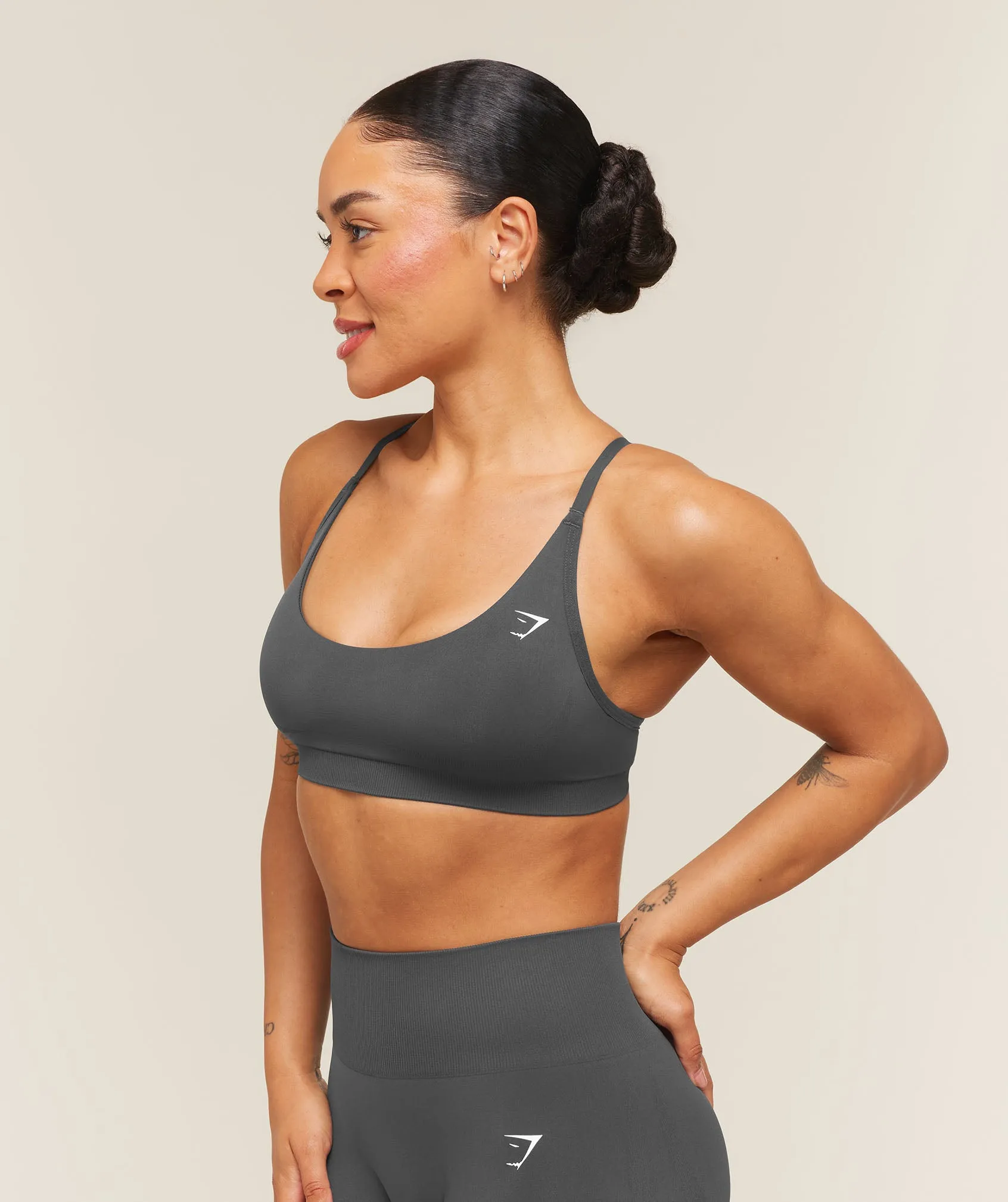 Gymshark Everyday Seamless Racerback Sports Bra - Onyx Grey sold by Gymshark product image thumbnail 3