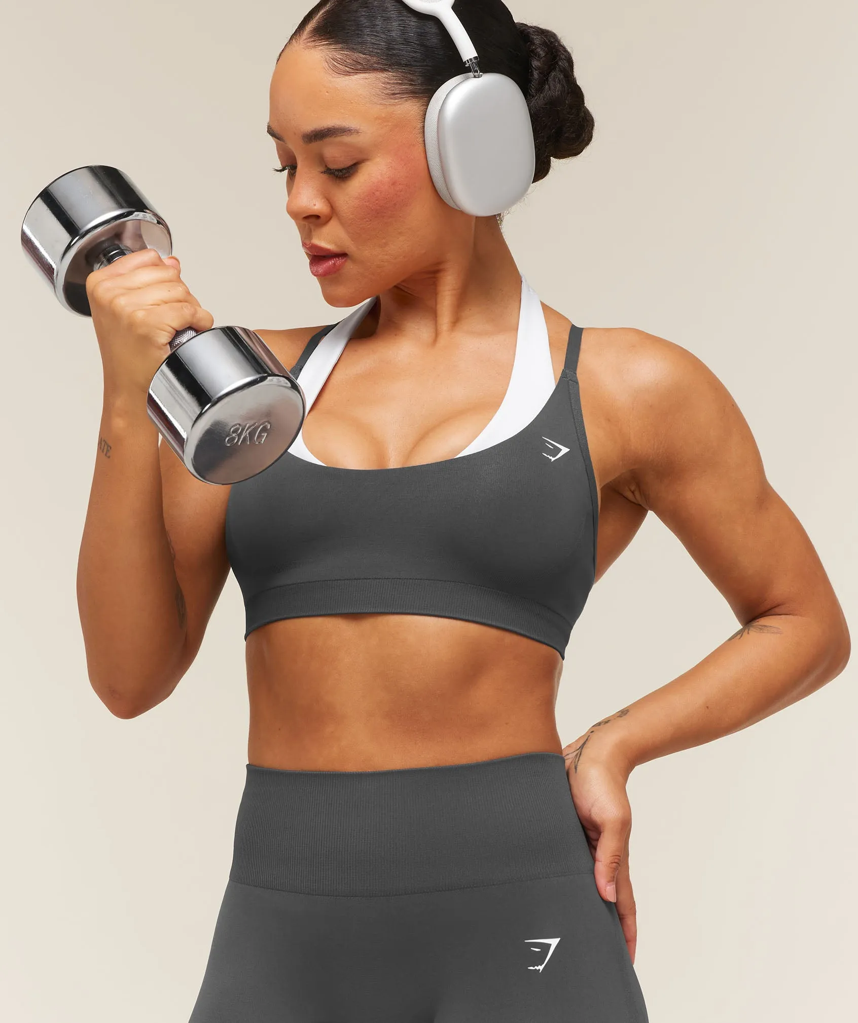 Gymshark Everyday Seamless Racerback Sports Bra - Onyx Grey sold by Gymshark product image thumbnail 5
