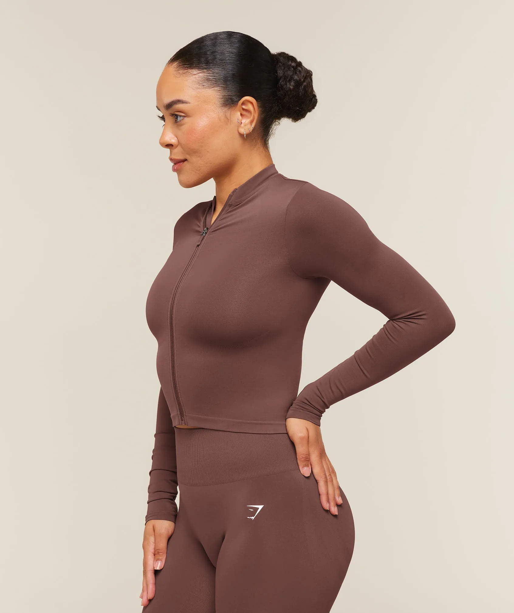 Gymshark Everyday Seamless Zip Tracktop - Espresso Brown sold by Gymshark product image thumbnail 3