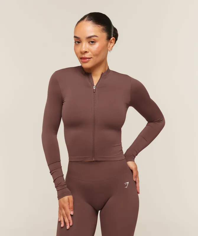 Gymshark Everyday Seamless Zip Tracktop - Espresso Brown made by Gymshark