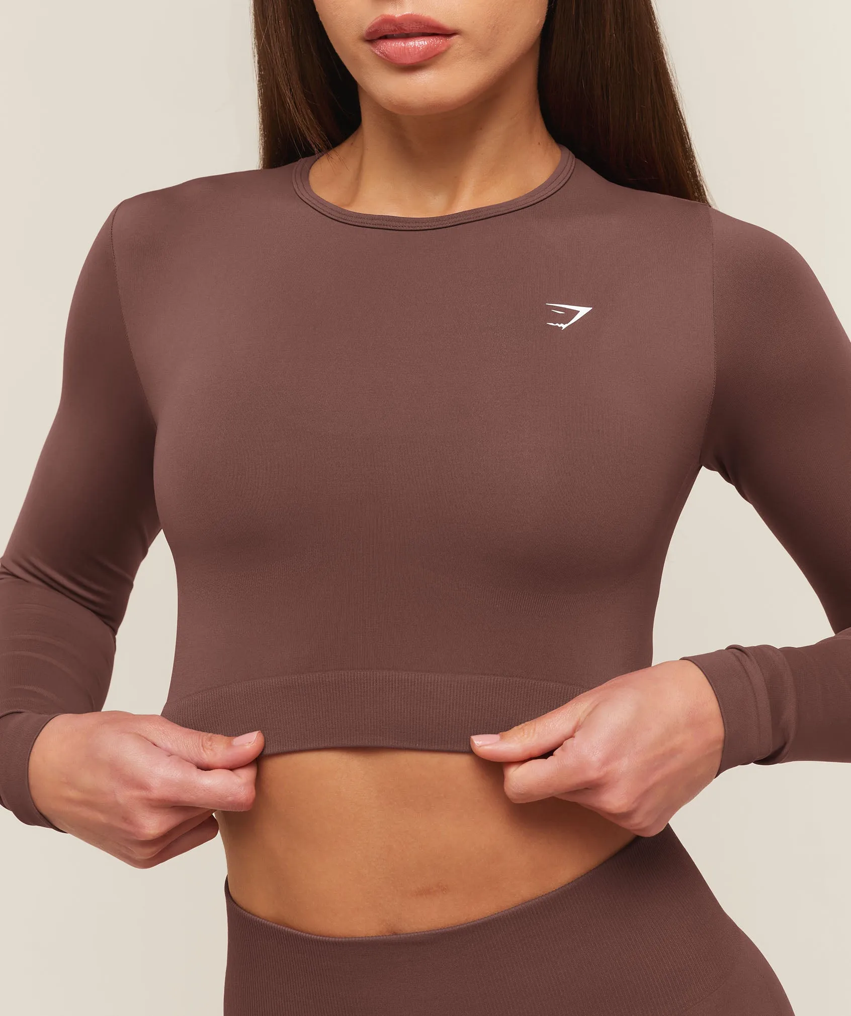 Gymshark Everyday Seamless Long Sleeve Crop Top - Espresso Brown sold by Gymshark product image thumbnail 5
