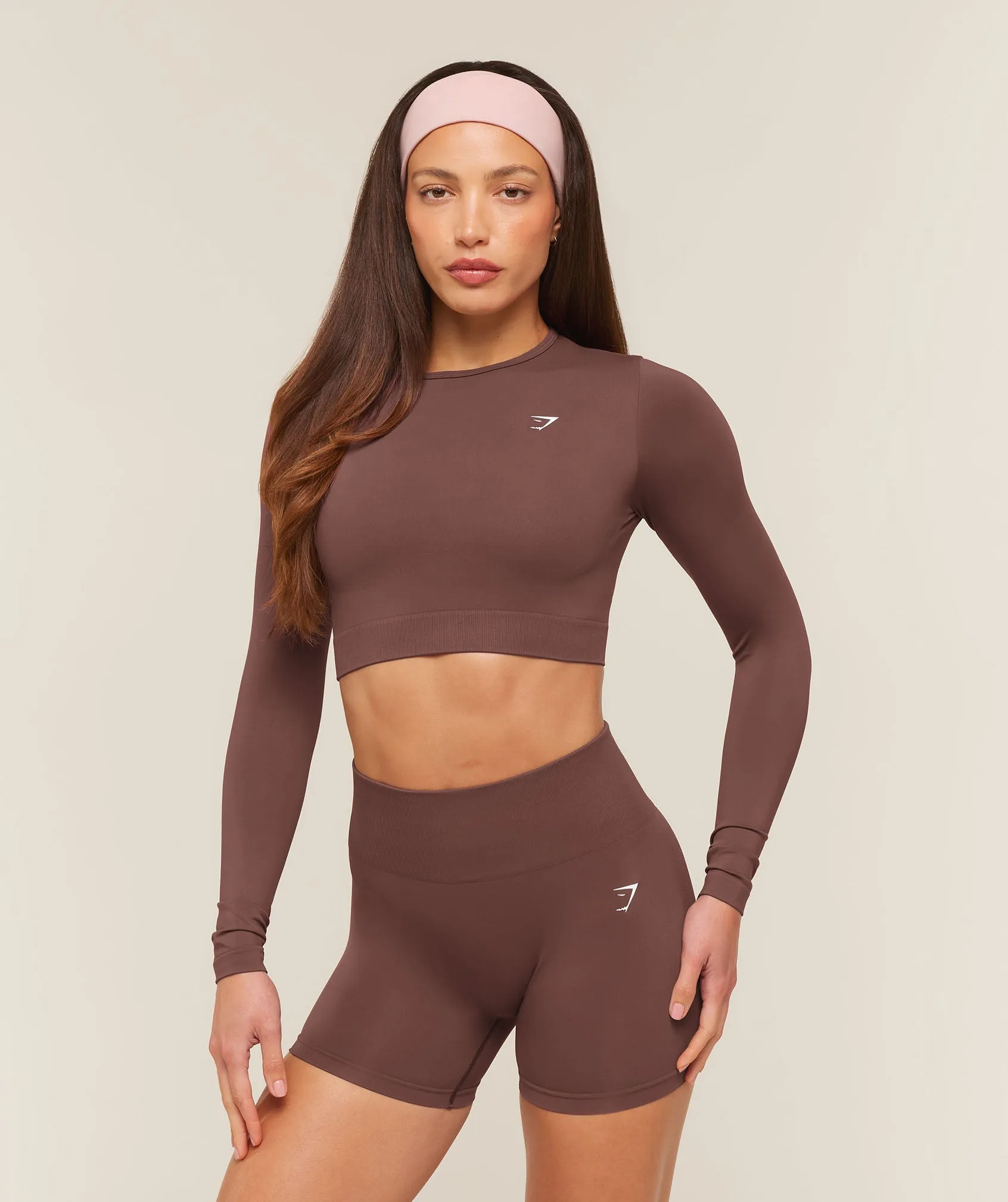 Gymshark Everyday Seamless Long Sleeve Crop Top - Espresso Brown sold by Gymshark