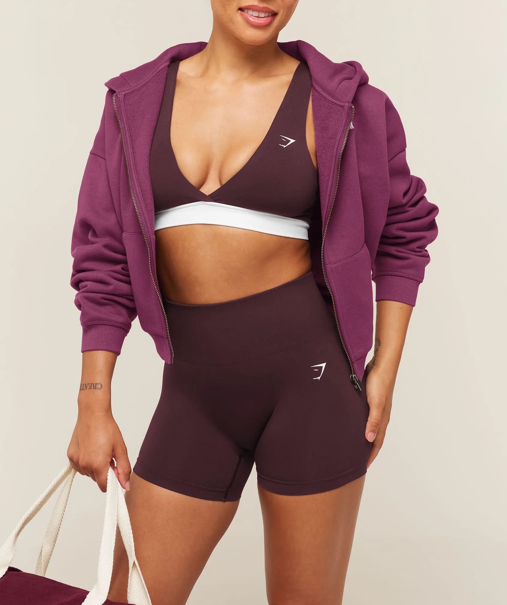 Gymshark Everyday Seamless Contrast Bra - Cherry Purple sold by Gymshark product image thumbnail 4