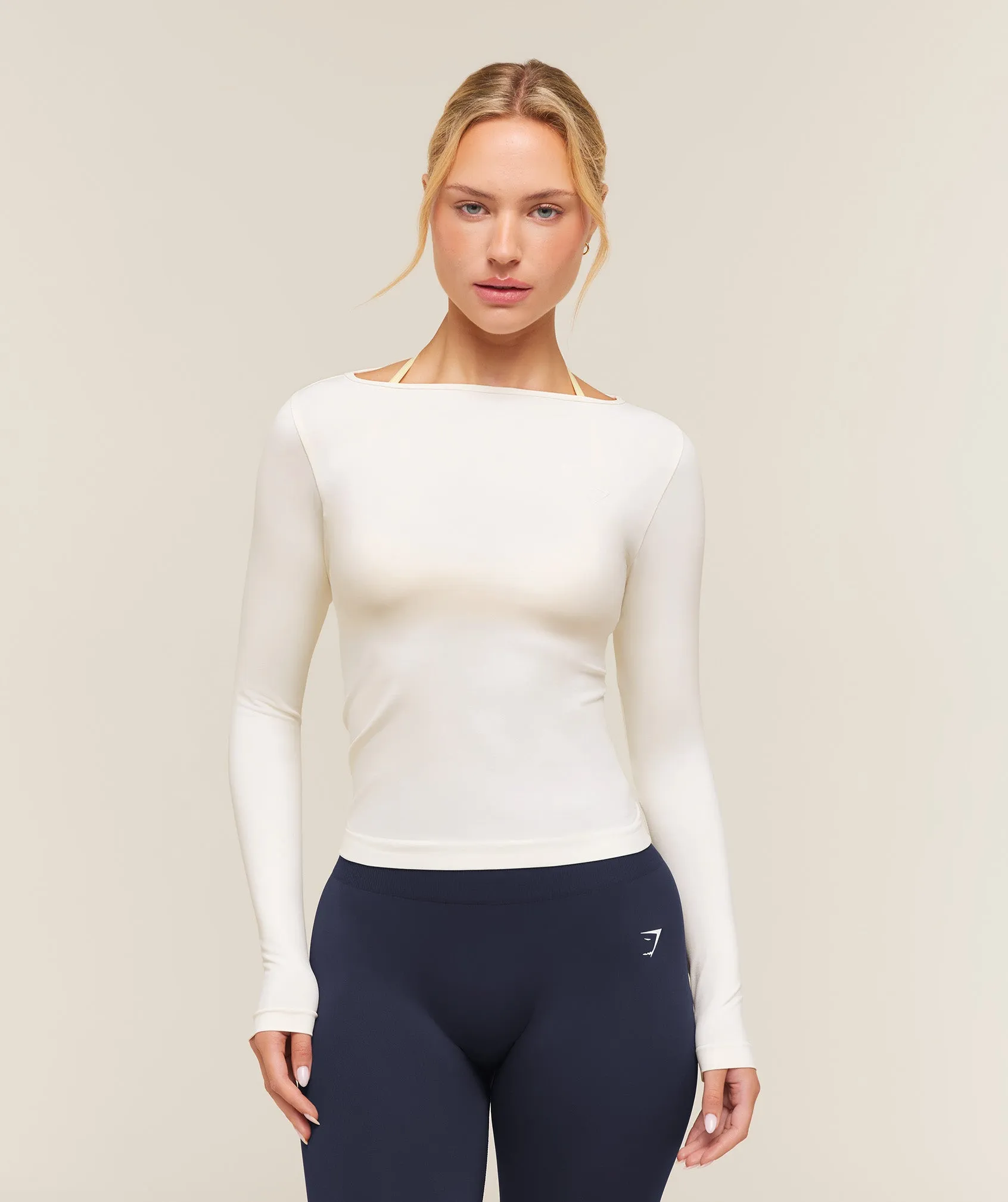 Gymshark Everyday Seamless Wide Neck Long Sleeve Top - Soft White sold by Gymshark product image thumbnail 2