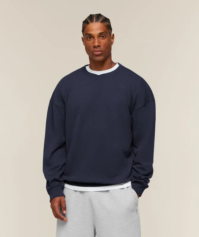 Gymshark Campus Crest Sweatshirt - Heavy Blue made by Gymshark