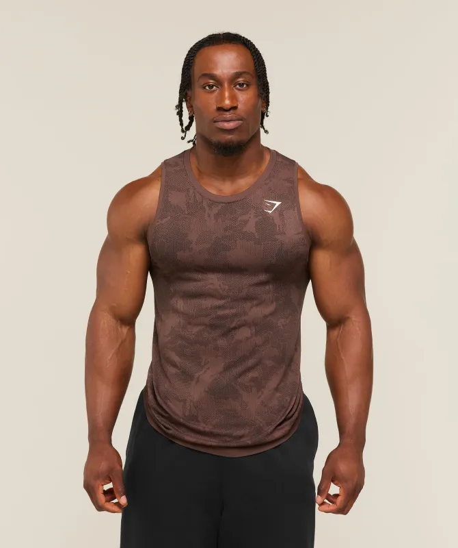 Gymshark Geo Seamless Tank - Espresso Brown/Black made by Gymshark