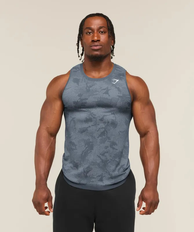 Gymshark Geo Seamless Tank - Shadow Blue/Tranquil Blue made by Gymshark