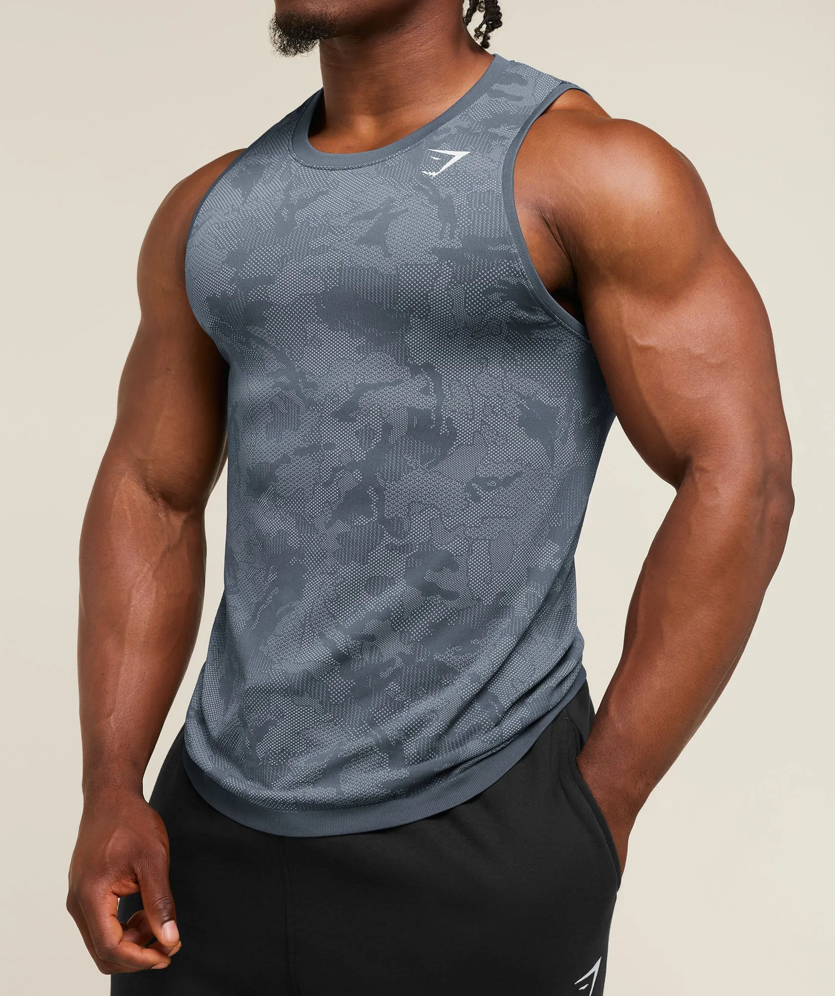 Gymshark Geo Seamless Tank - Shadow Blue/Tranquil Blue sold by Gymshark product image thumbnail 5