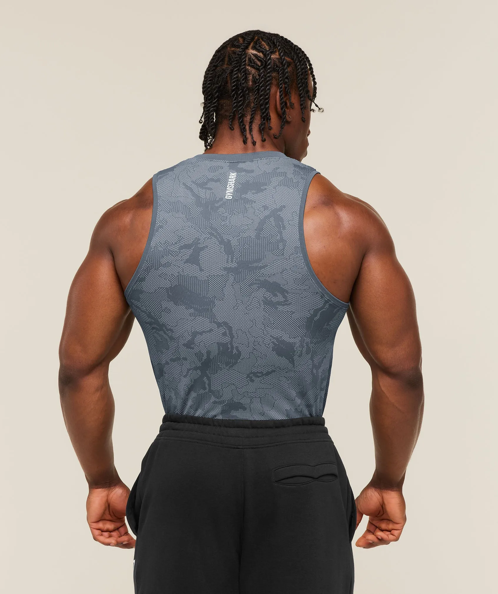 Gymshark Geo Seamless Tank - Shadow Blue/Tranquil Blue sold by Gymshark product image thumbnail 2