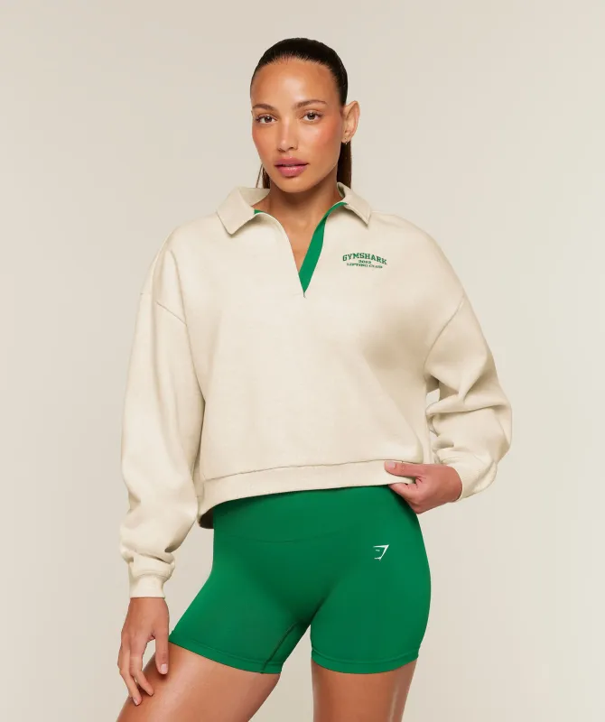 Gymshark Cosy Luxe Campus Polo Sweatshirt - Bros Chalk Marl made by Gymshark