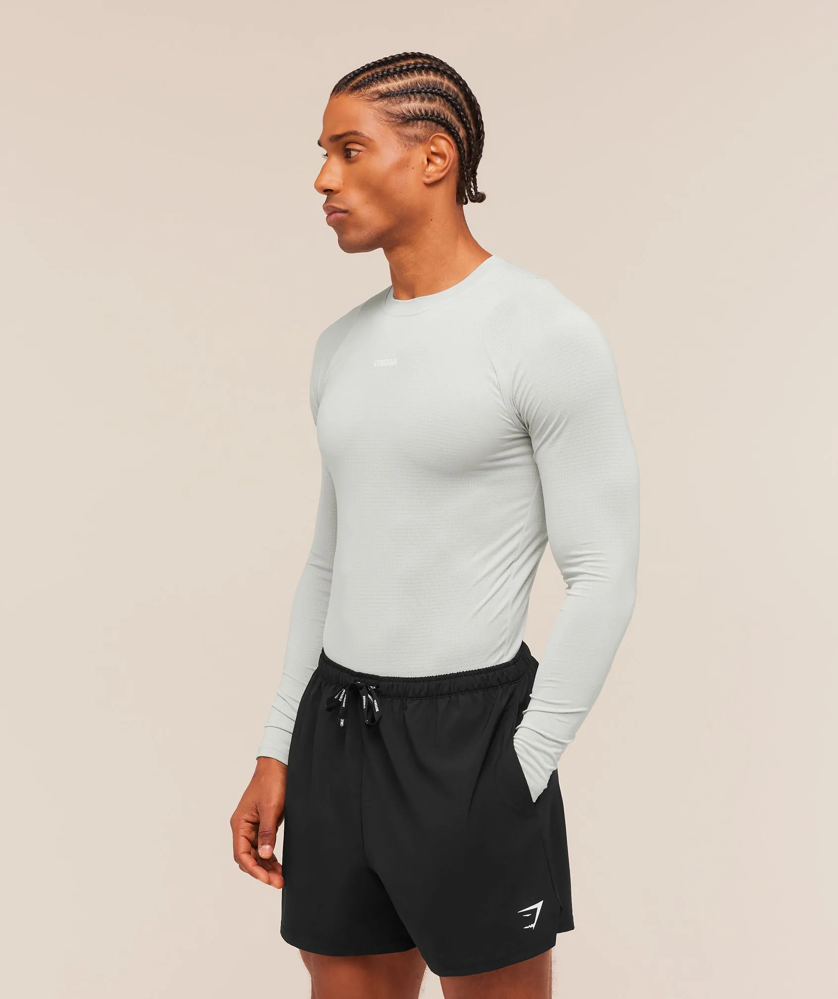 Gymshark Train Long Sleeve T-Shirt - Light Grey sold by Gymshark product image thumbnail 3