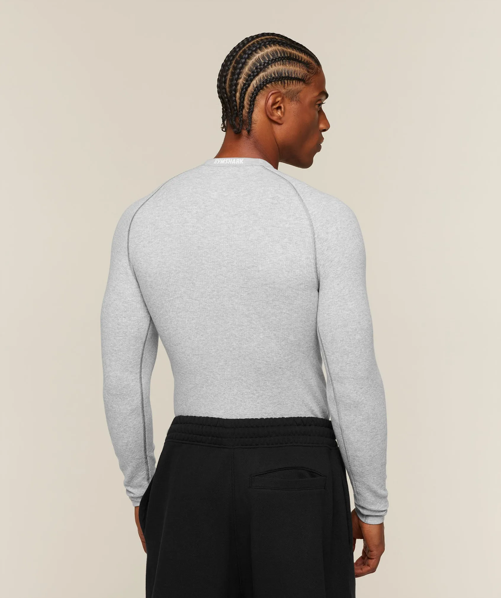Gymshark Cotton Seamless Long Sleeve T-Shirt - Soft Grey Marl sold by Gymshark product image thumbnail 3