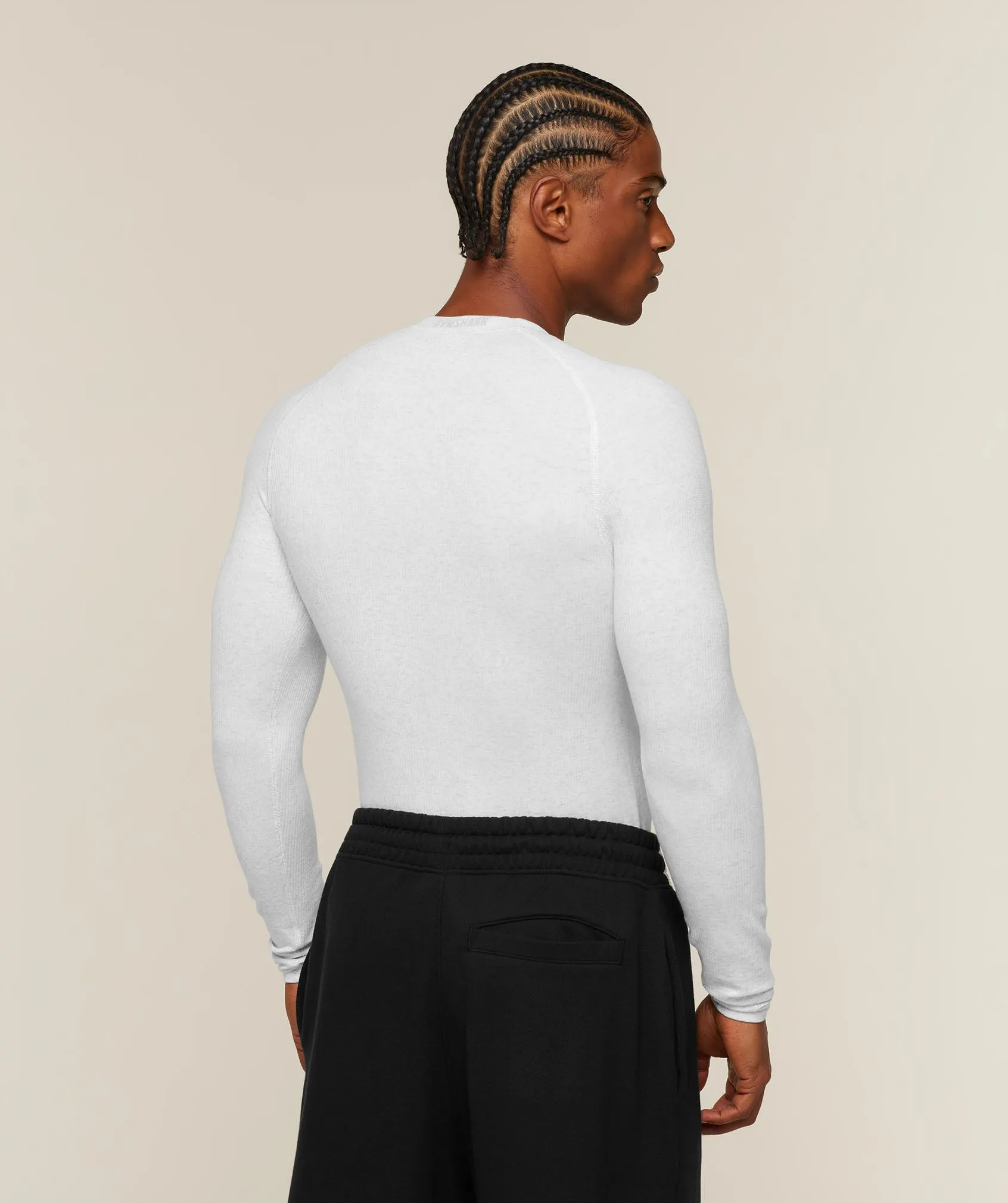 Gymshark Cotton Seamless Long Sleeve T-Shirt - White Grey Marl sold by Gymshark product image thumbnail 3
