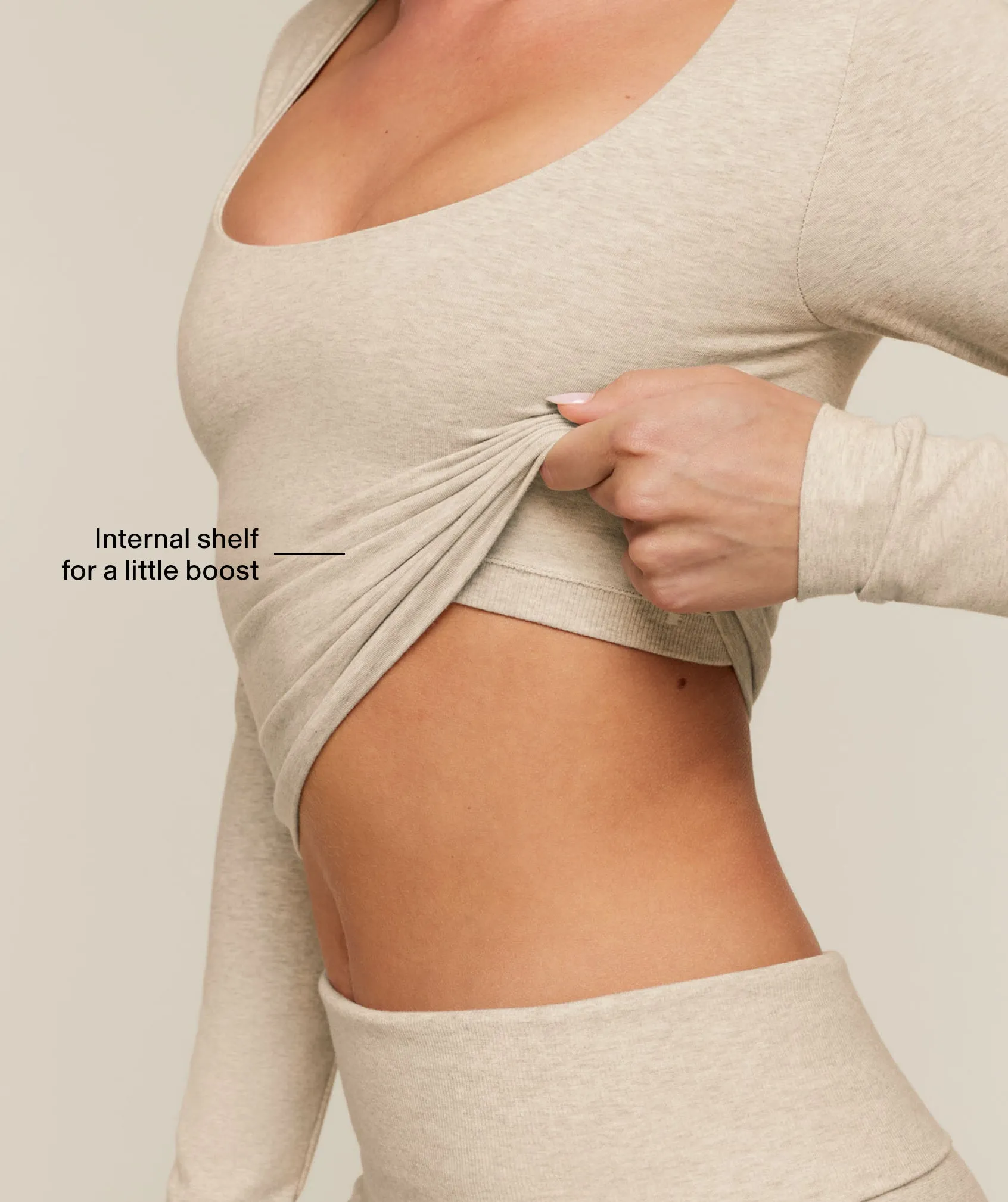 Gymshark CottonMove™ Midi Long Sleeve Top - Oat Marl sold by Gymshark product image thumbnail 2
