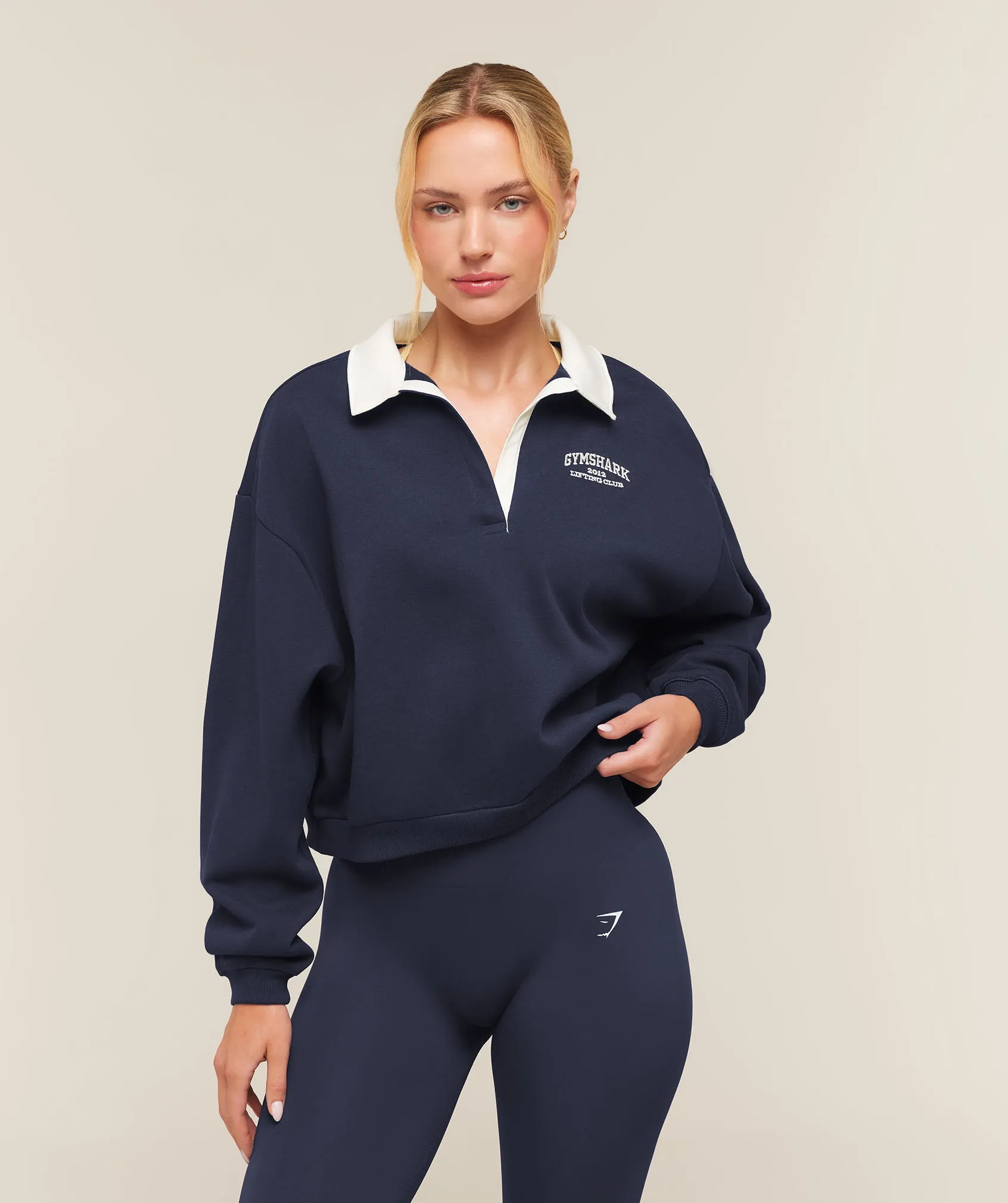 Gymshark Cosy Luxe Campus Polo Sweatshirt - Heavy Blue sold by Gymshark