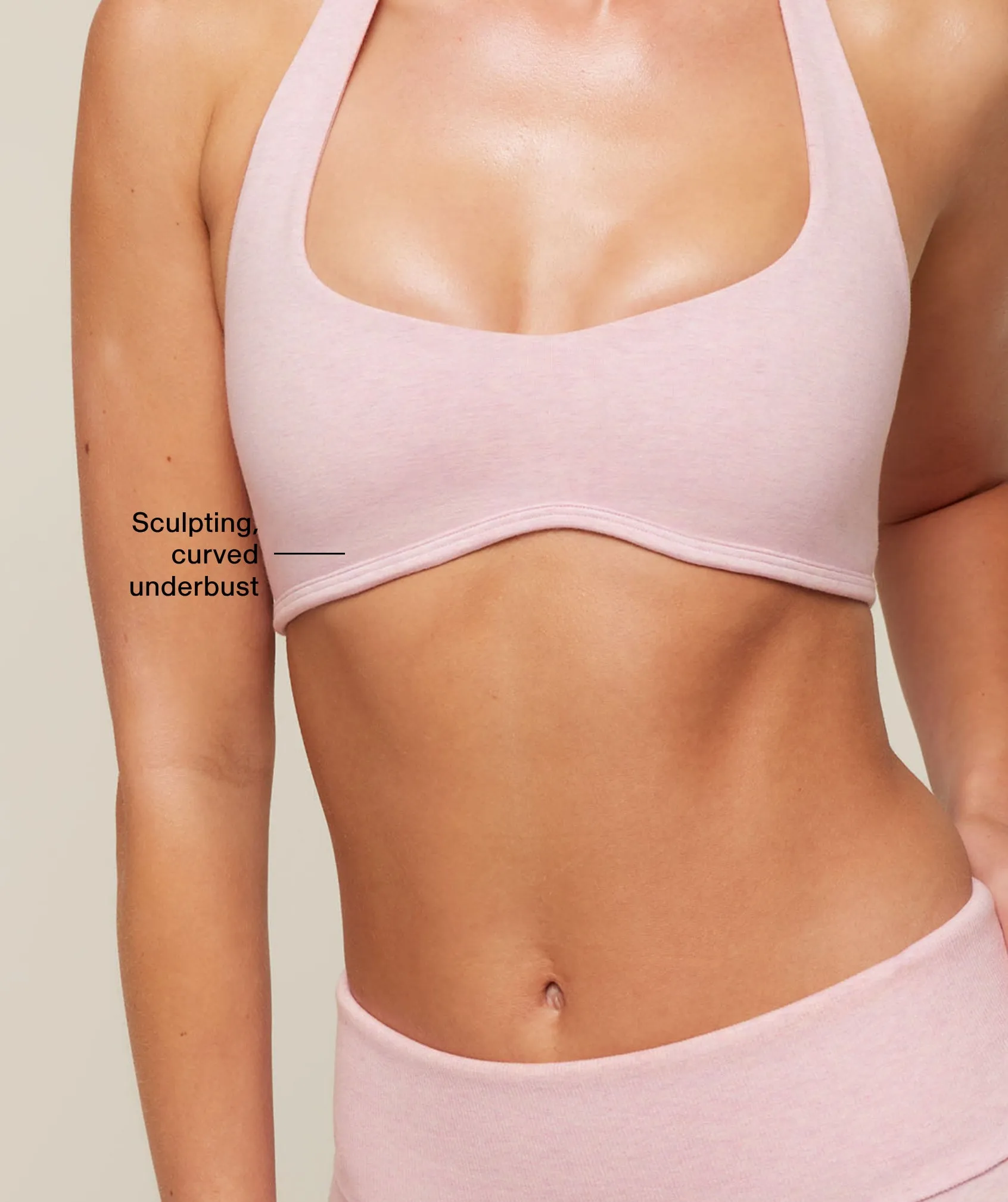 Gymshark CottonMove™ Halterneck Sports Bra - Gentle Pink Marl sold by Gymshark product image thumbnail 4