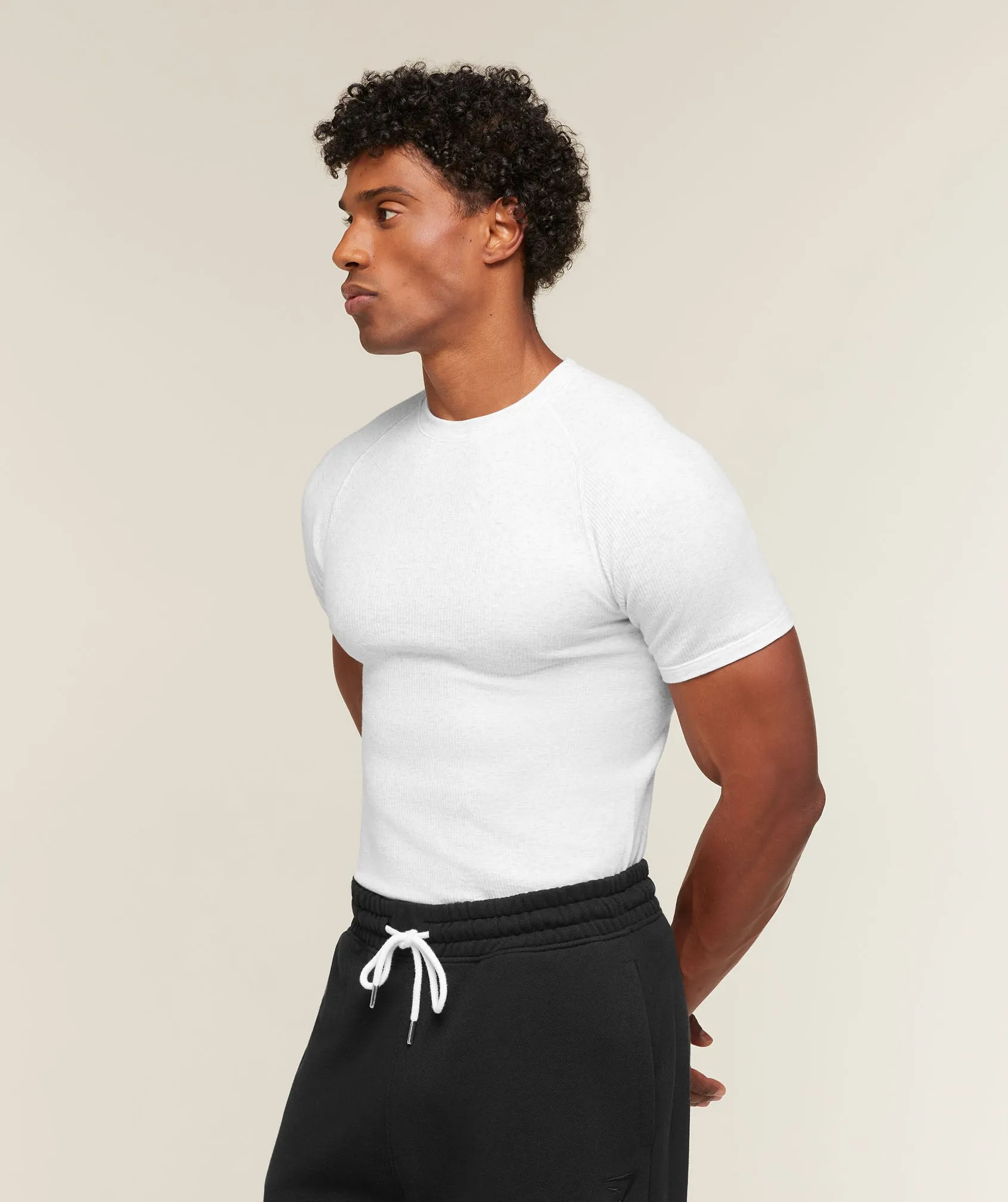 Gymshark Cotton Seamless T-Shirt - White Grey Marl sold by Gymshark product image thumbnail 3