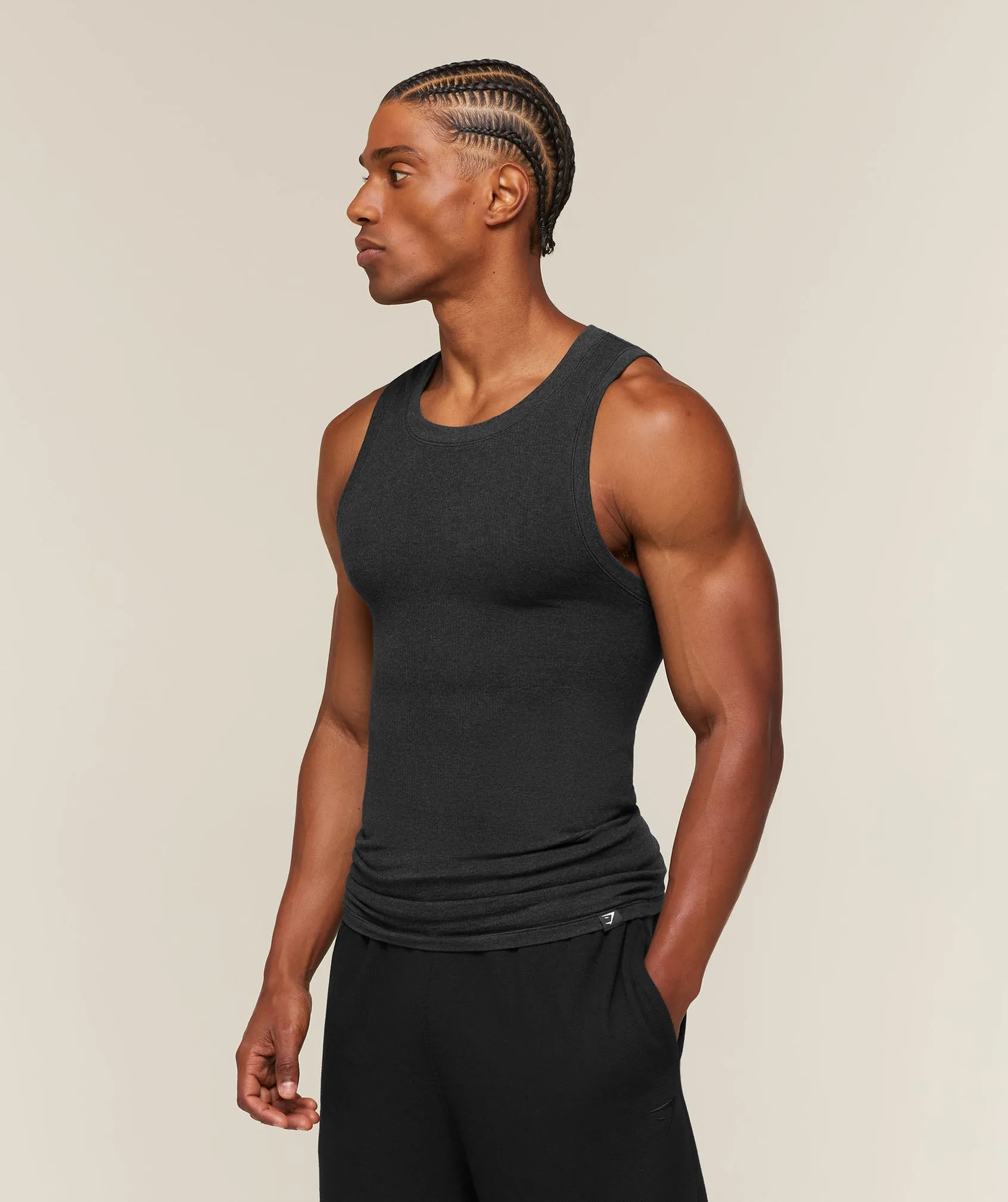 Gymshark Cotton Seamless Sleeveless Top - Black Marl sold by Gymshark product image thumbnail 3