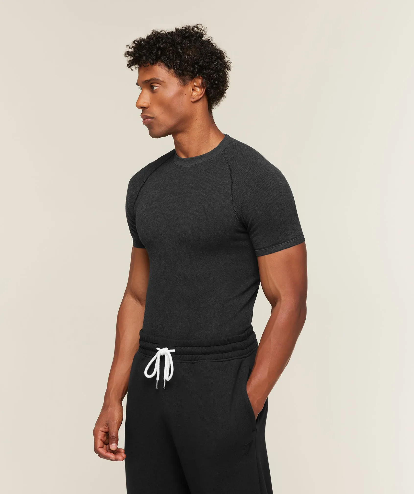 Gymshark Cotton Seamless T-Shirt - Black Marl sold by Gymshark product image thumbnail 3