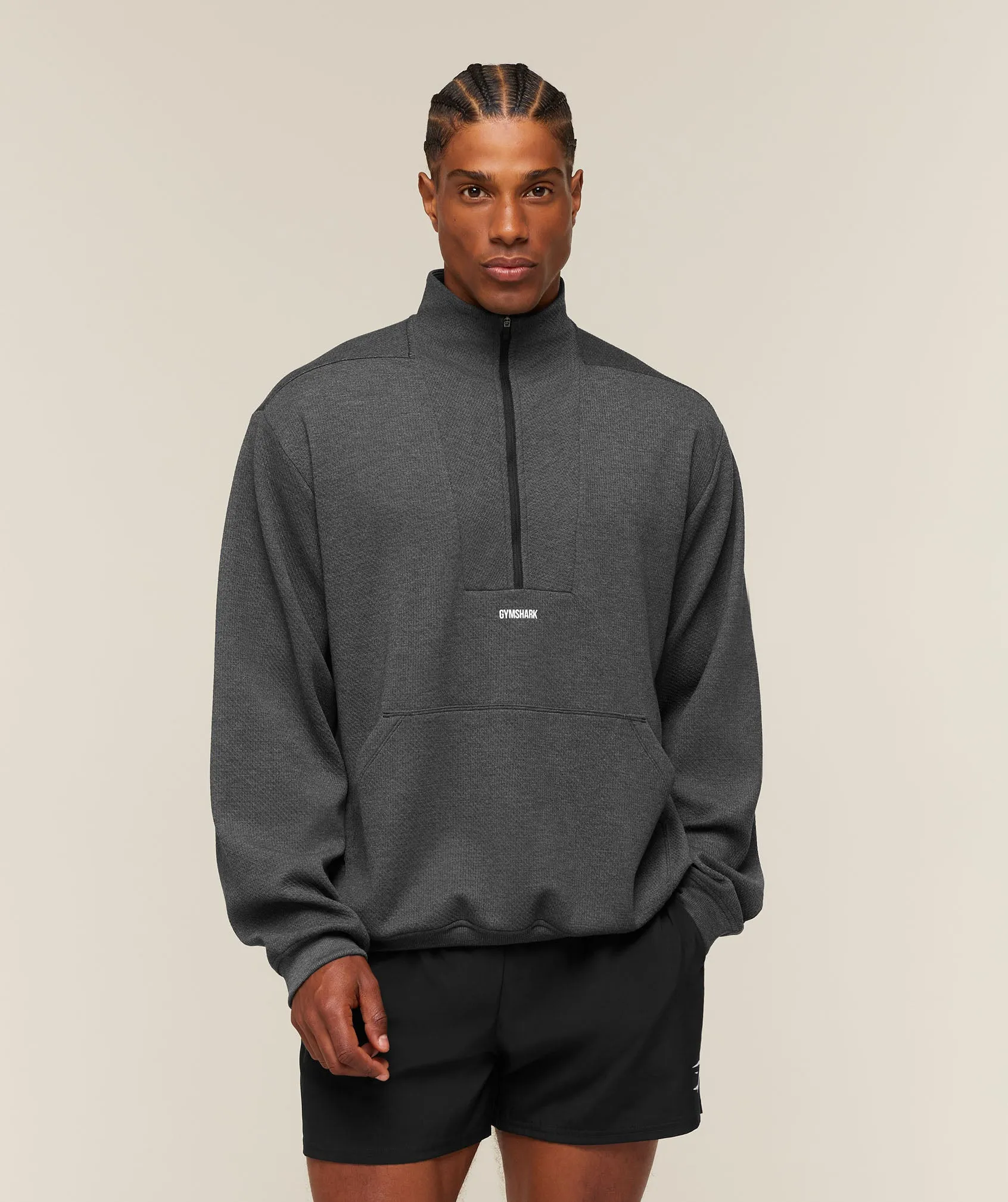 Gymshark Train 1/4 Zip - Black Core Marl sold by Gymshark