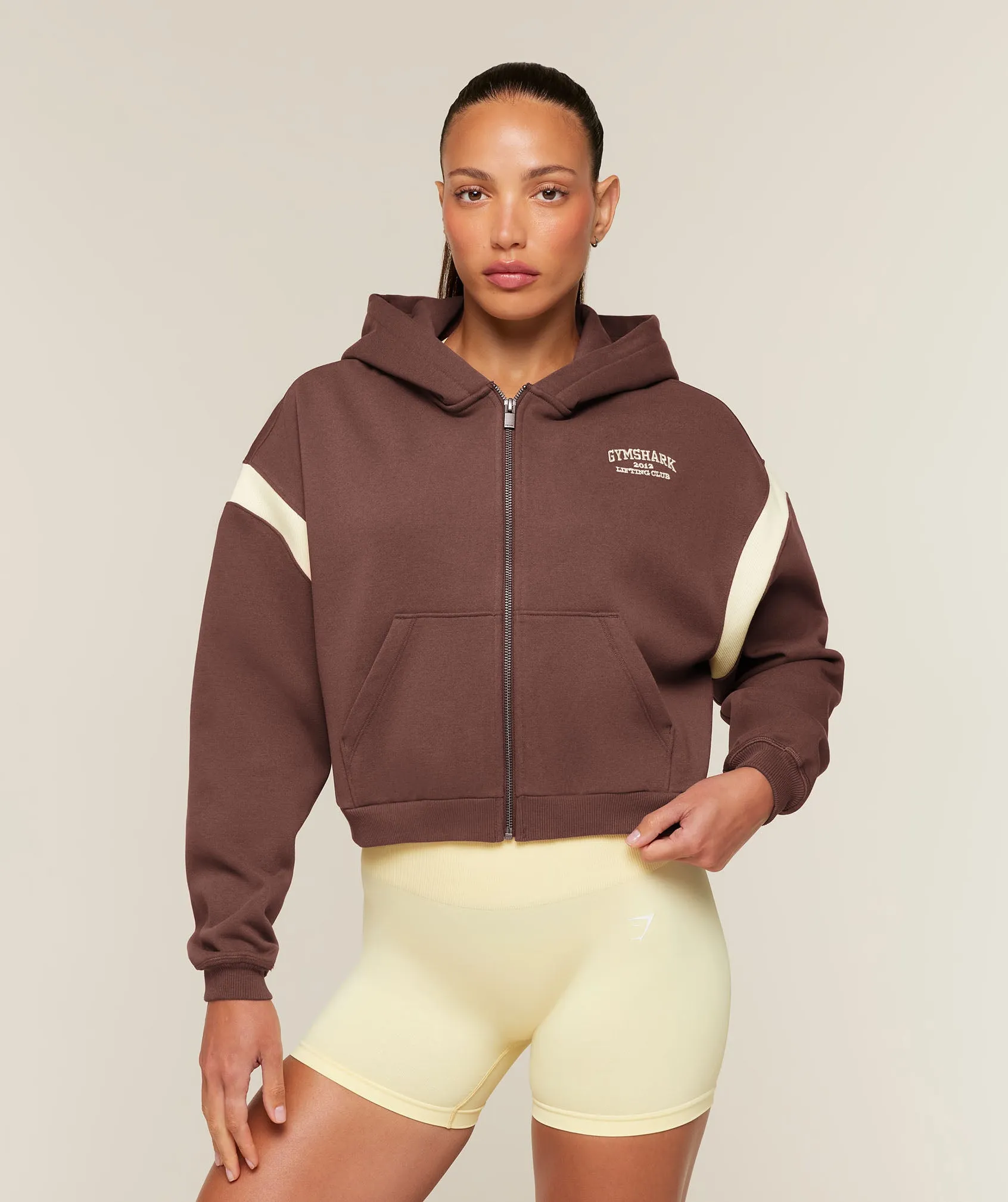 Gymshark Cosy Luxe Campus Full Zip Hoodie - Espresso Brown sold by Gymshark