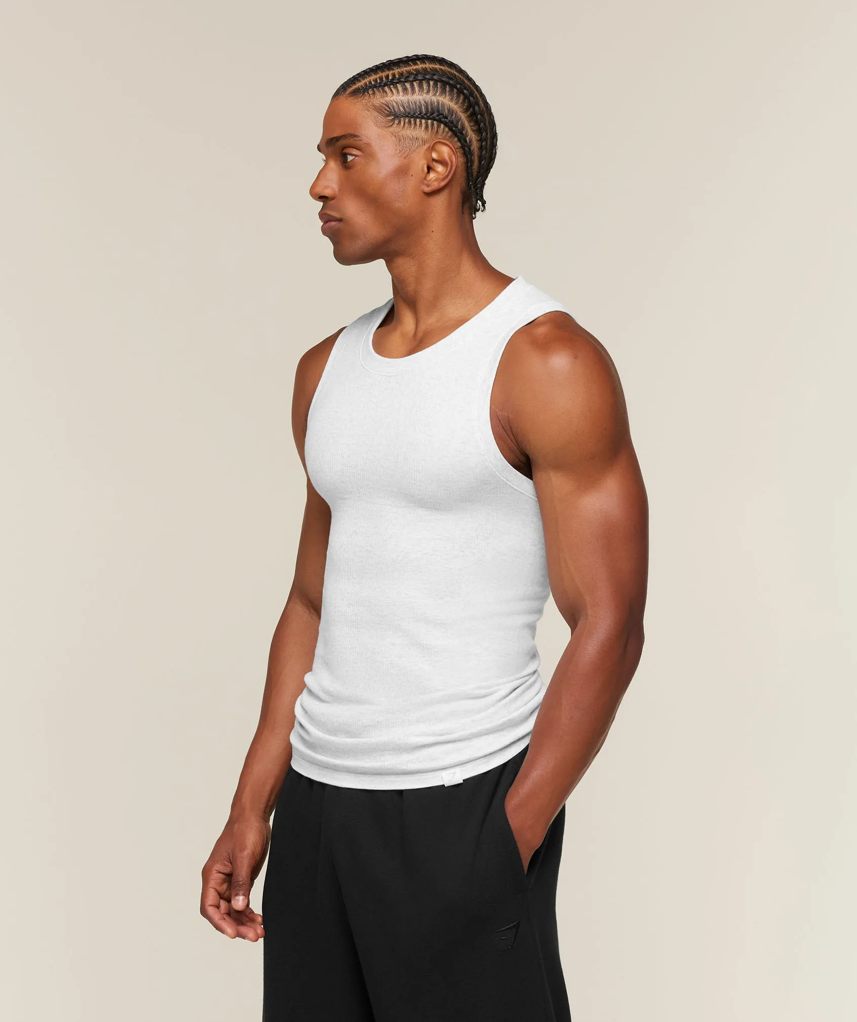 Gymshark Cotton Seamless Sleeveless Top - White Grey Marl sold by Gymshark product image thumbnail 3