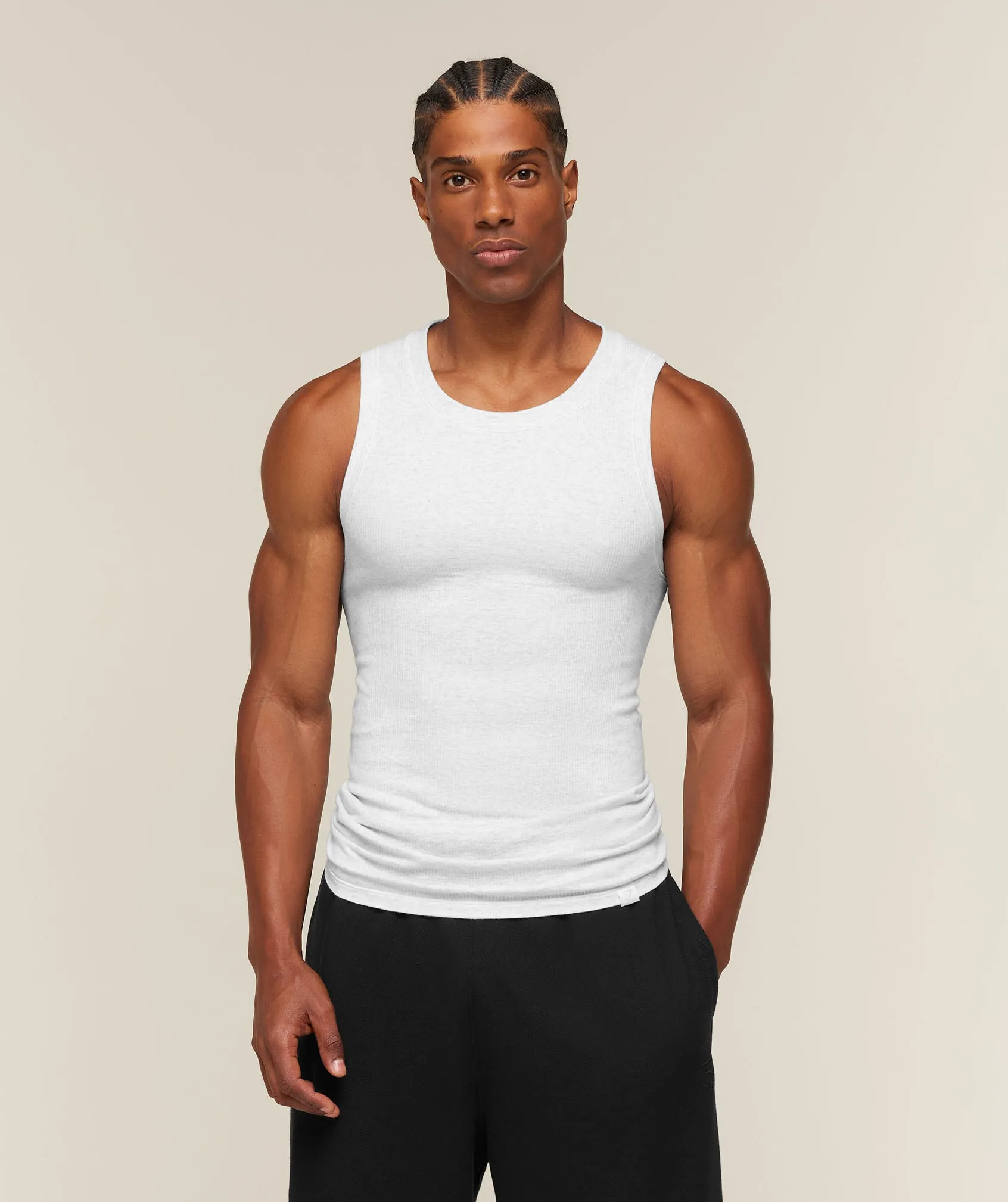 Gymshark Cotton Seamless Sleeveless Top - White Grey Marl sold by Gymshark