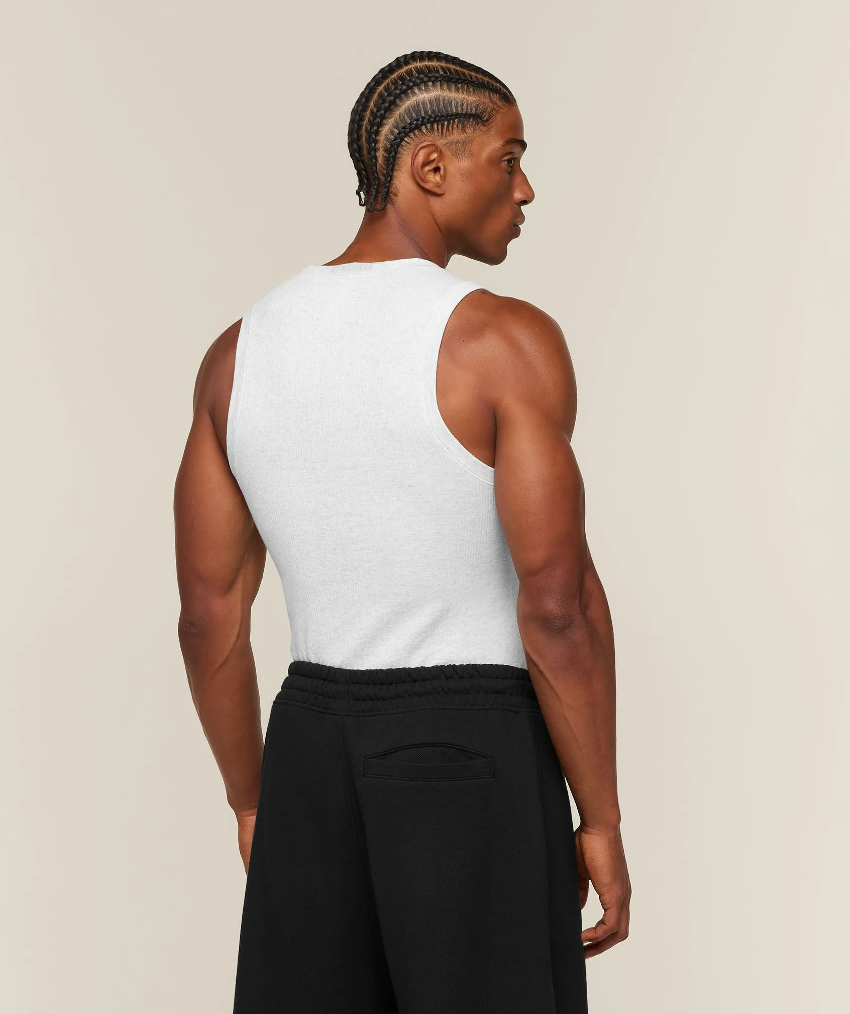 Gymshark Cotton Seamless Sleeveless Top - White Grey Marl sold by Gymshark product image thumbnail 2