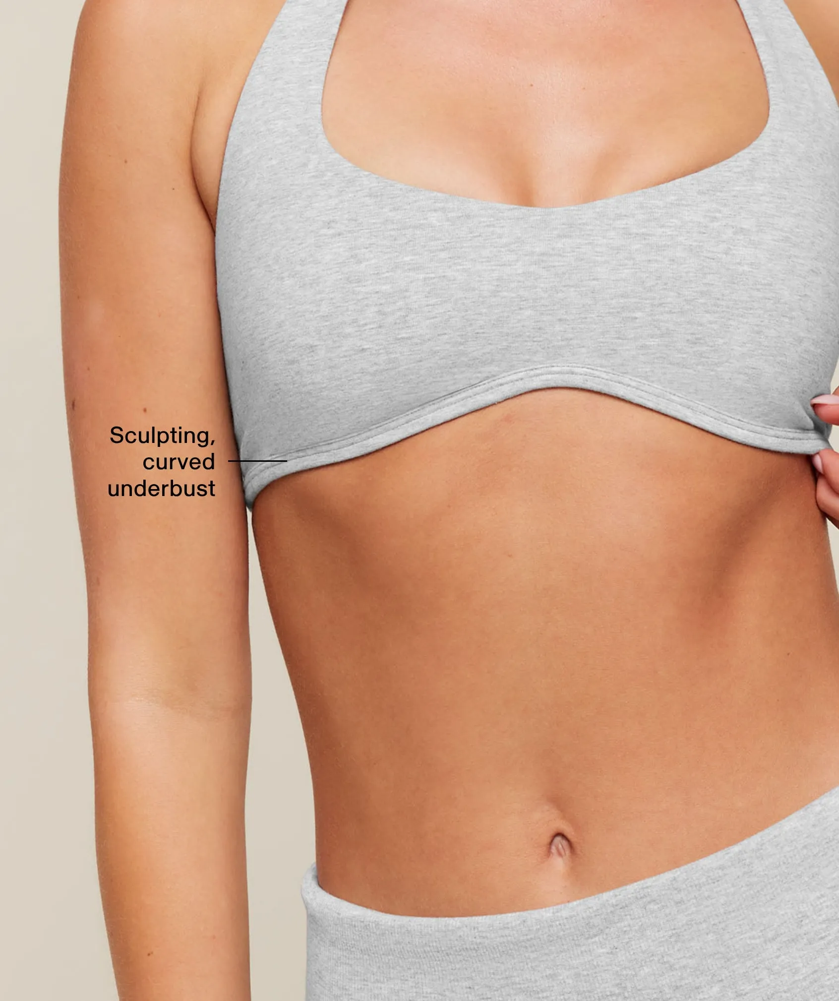 Gymshark CottonMove™ Halterneck Sports Bra - Soft Grey Marl sold by Gymshark product image thumbnail 3
