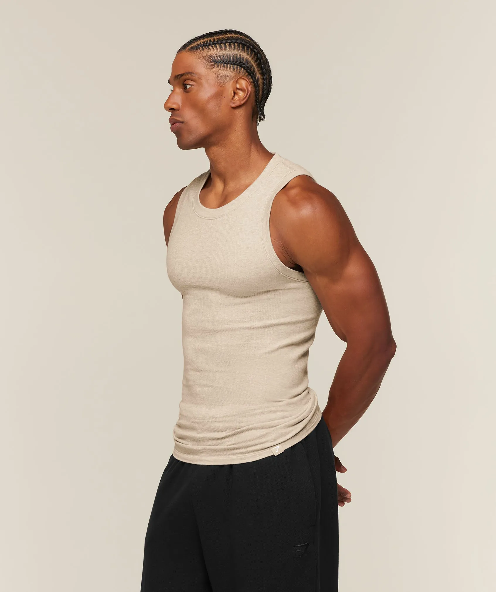 Gymshark Cotton Seamless Sleeveless Top - Oat Marl sold by Gymshark product image thumbnail 3