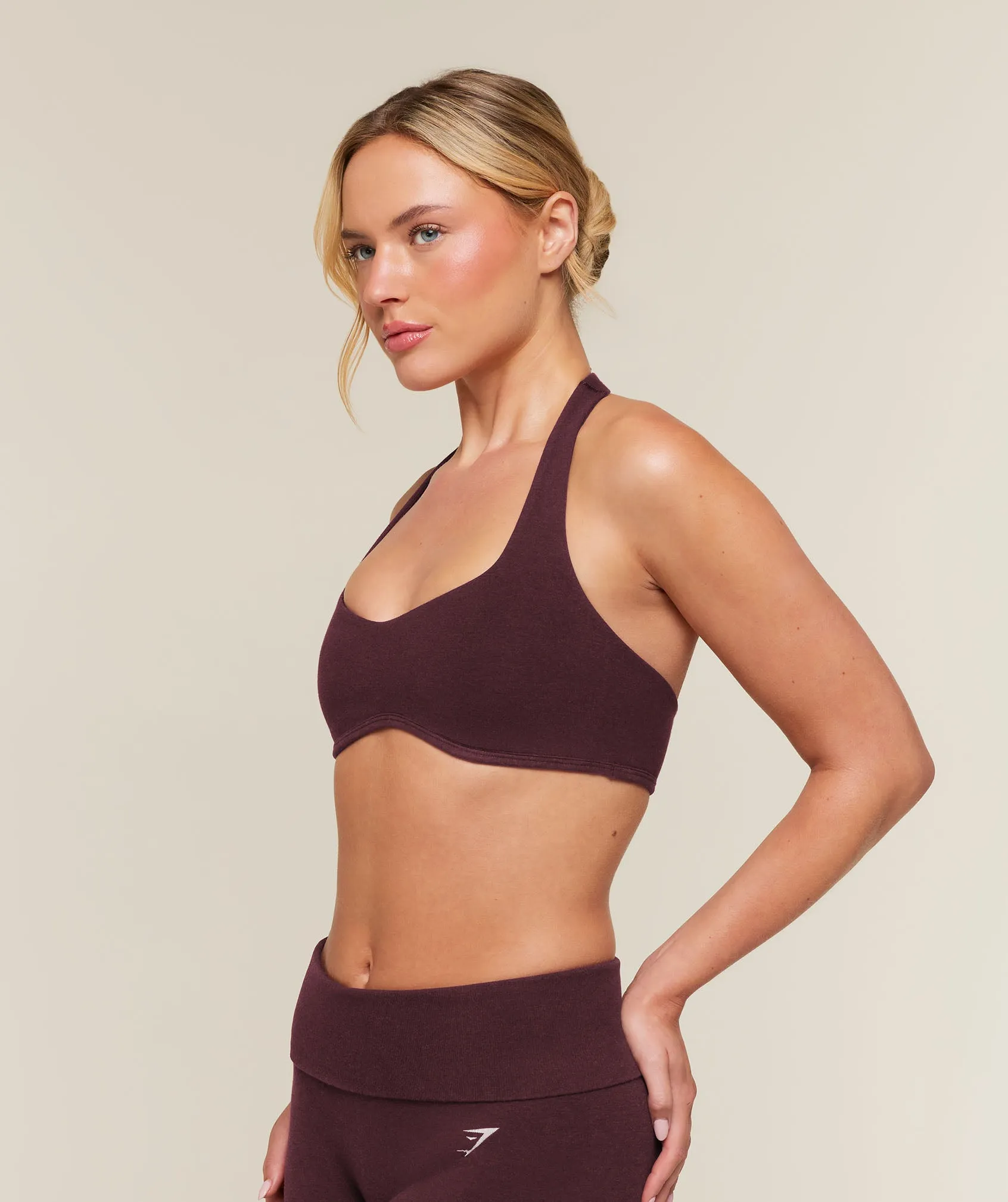 Gymshark CottonMove™ Halterneck Sports Bra - Calm Purple Marl sold by Gymshark product image thumbnail 4