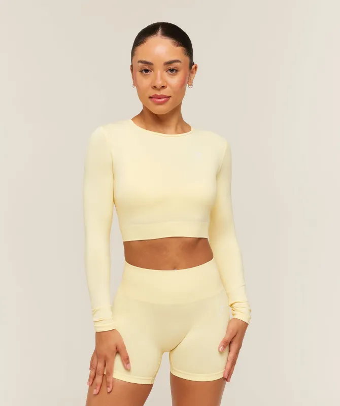 Gymshark Everyday Seamless Long Sleeve Crop Top - Butter Yellow made by Gymshark