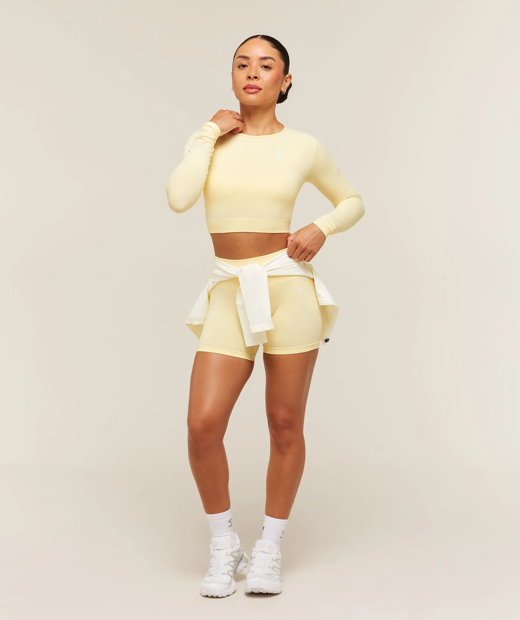 Gymshark Everyday Seamless Long Sleeve Crop Top - Butter Yellow sold by Gymshark product image thumbnail 3