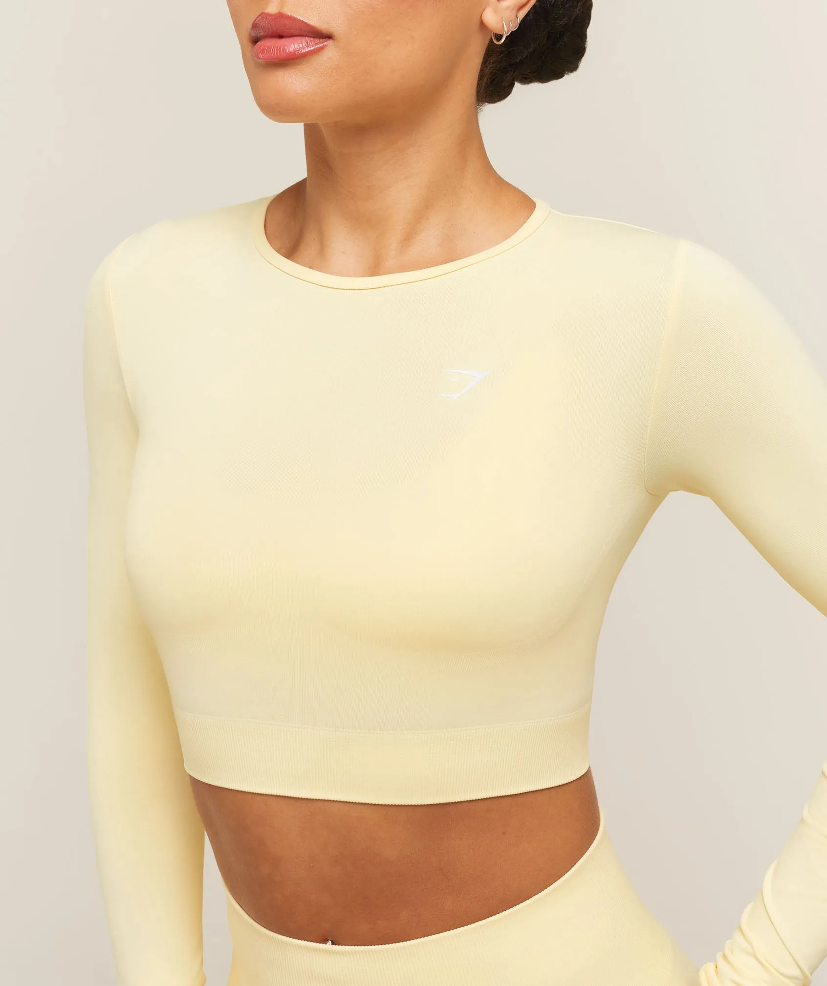 Gymshark Everyday Seamless Long Sleeve Crop Top - Butter Yellow sold by Gymshark product image thumbnail 4