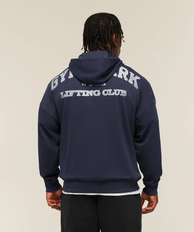 Gymshark Faded Collegiate Graphic Hoodie - Heavy Blue made by Gymshark